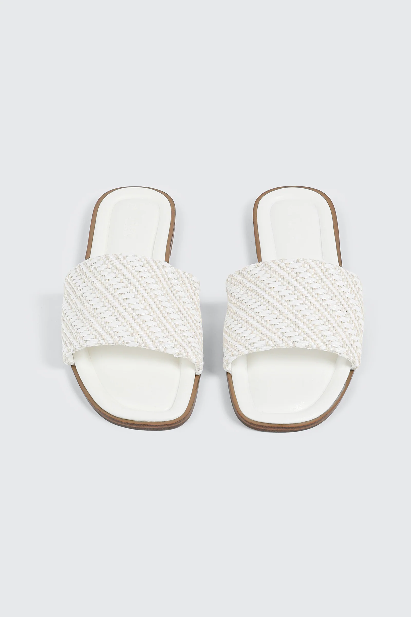 Raffia Square Toe Slide Sandals - Image 4