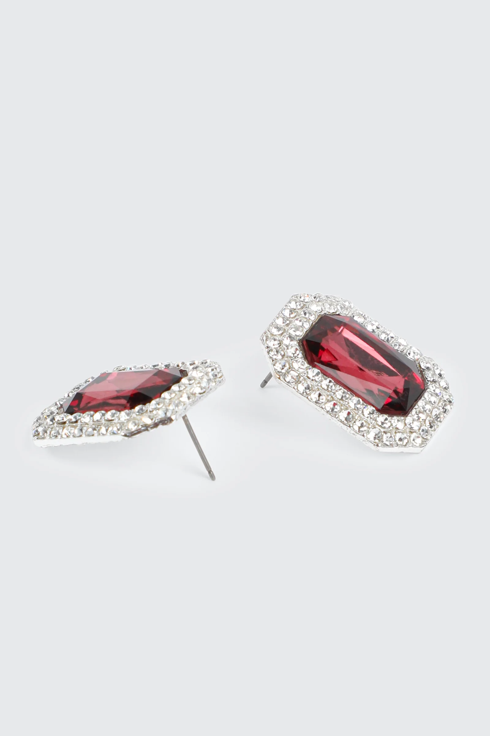 Rectangular Earrings with Center Red Stone - Image 3