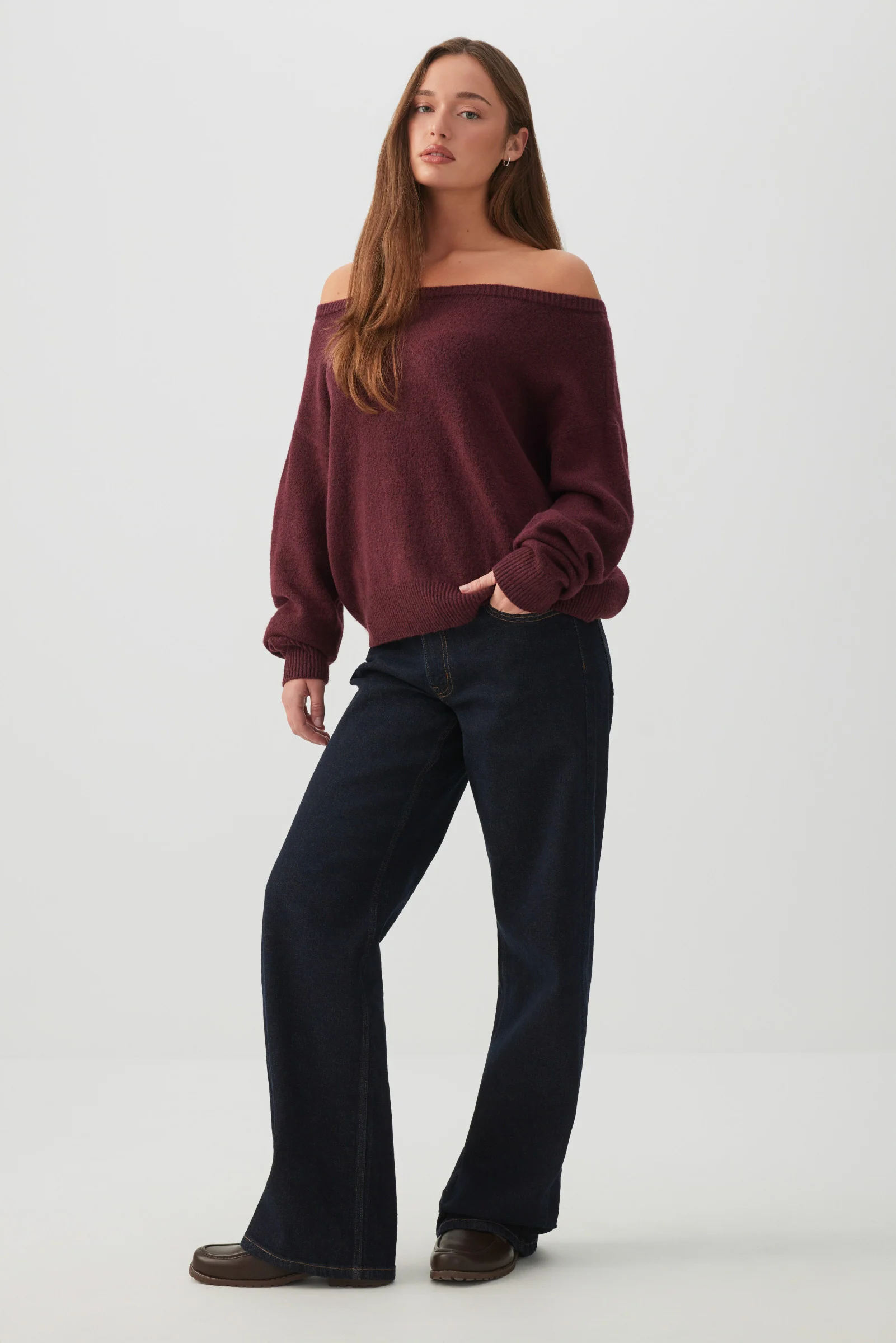 Relaxed Off Shoulder Sweater - Image 3