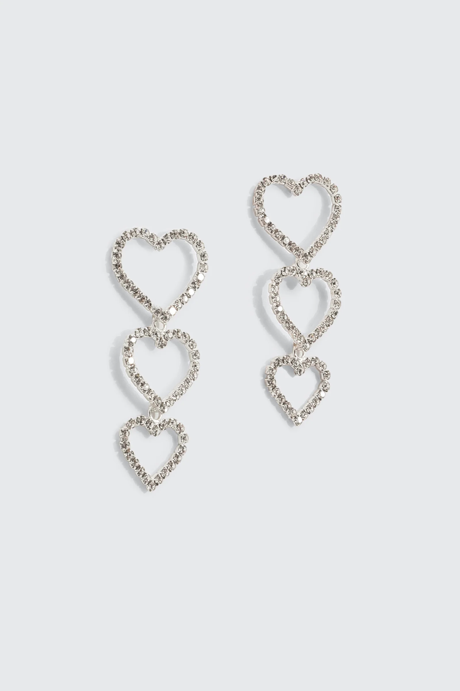 Rhinestone Heart Trio Earrings