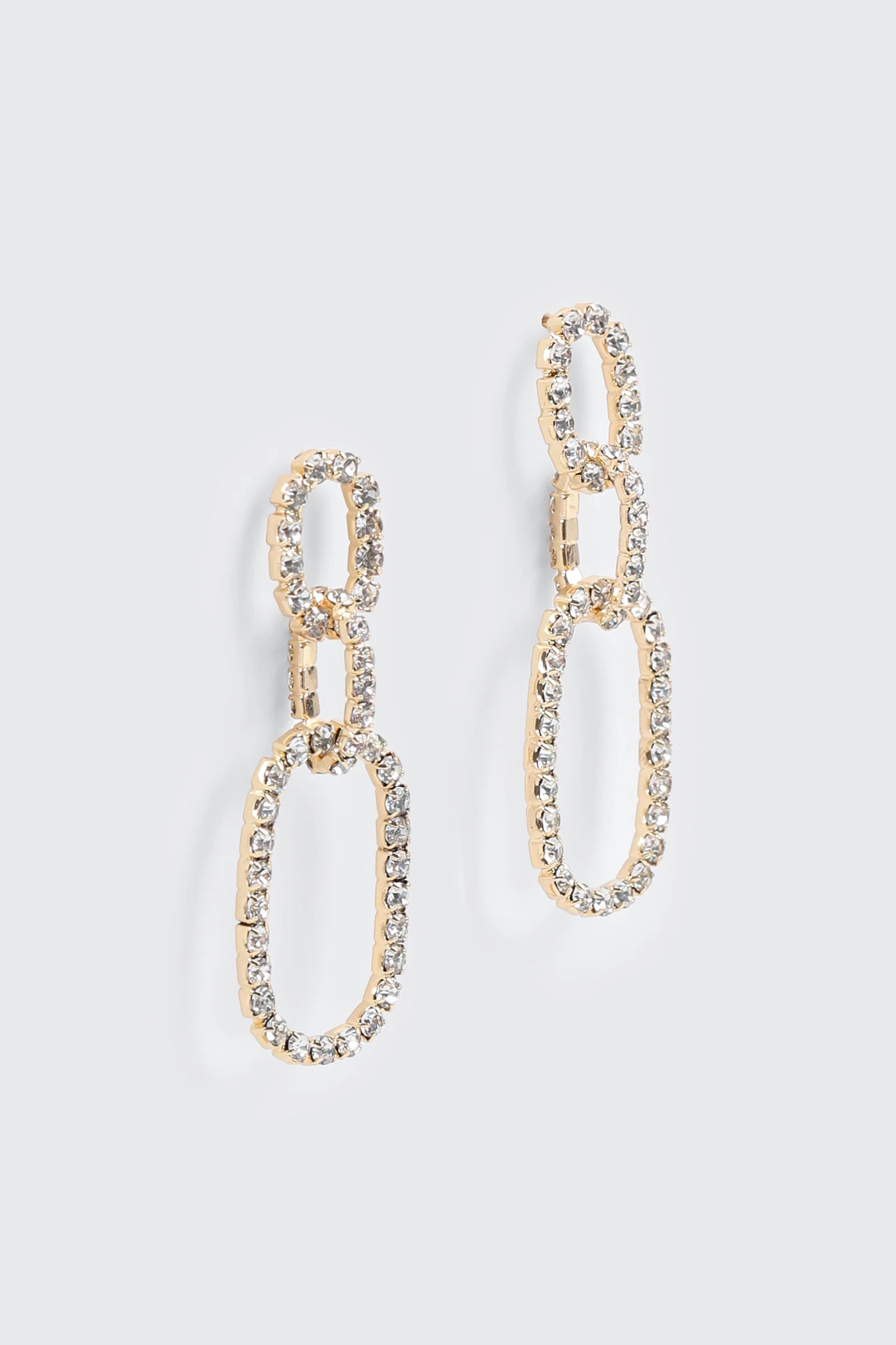 Rhinestone Oval Link Earrings