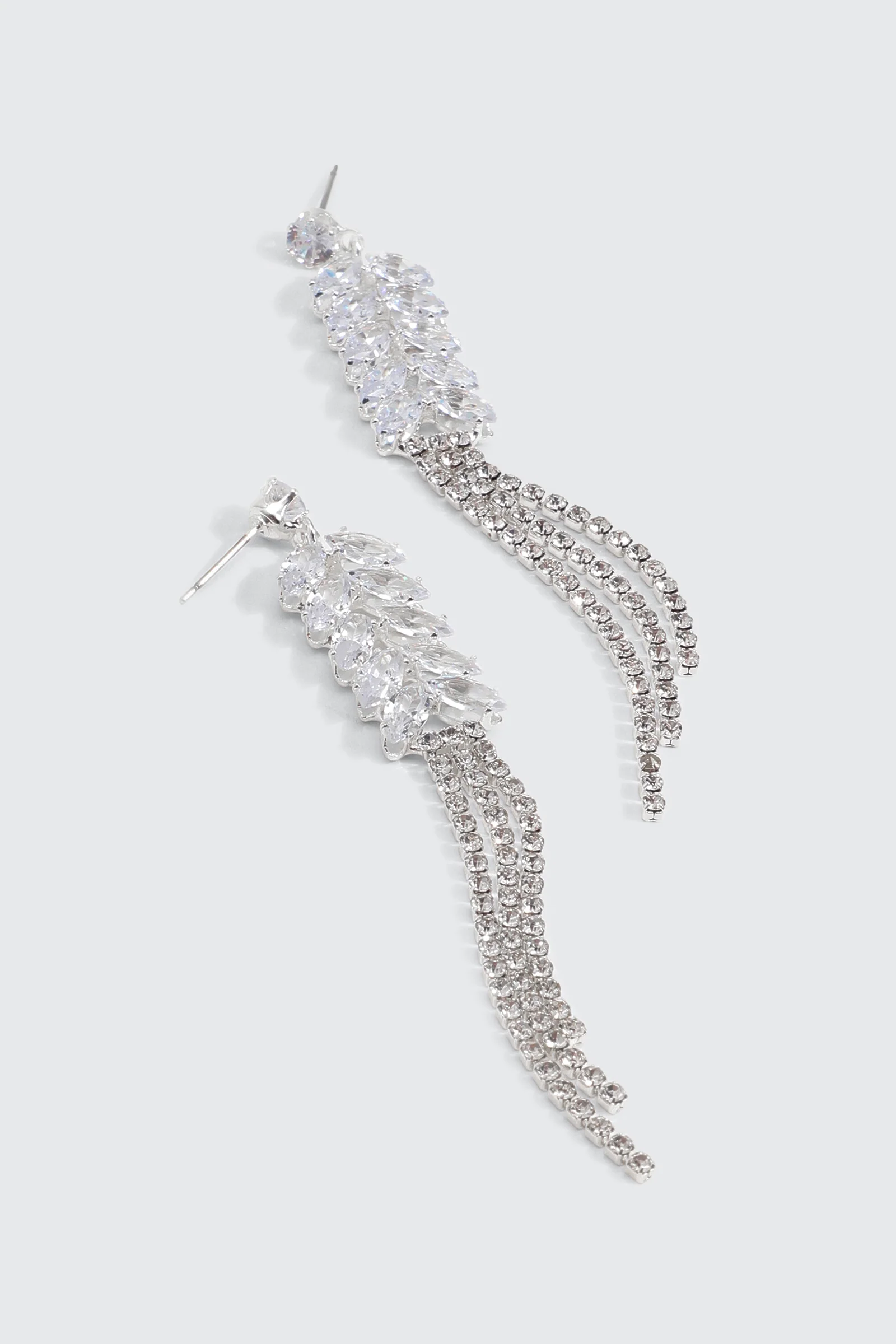 Rhinestone Tassel Drop Earrings - Image 2
