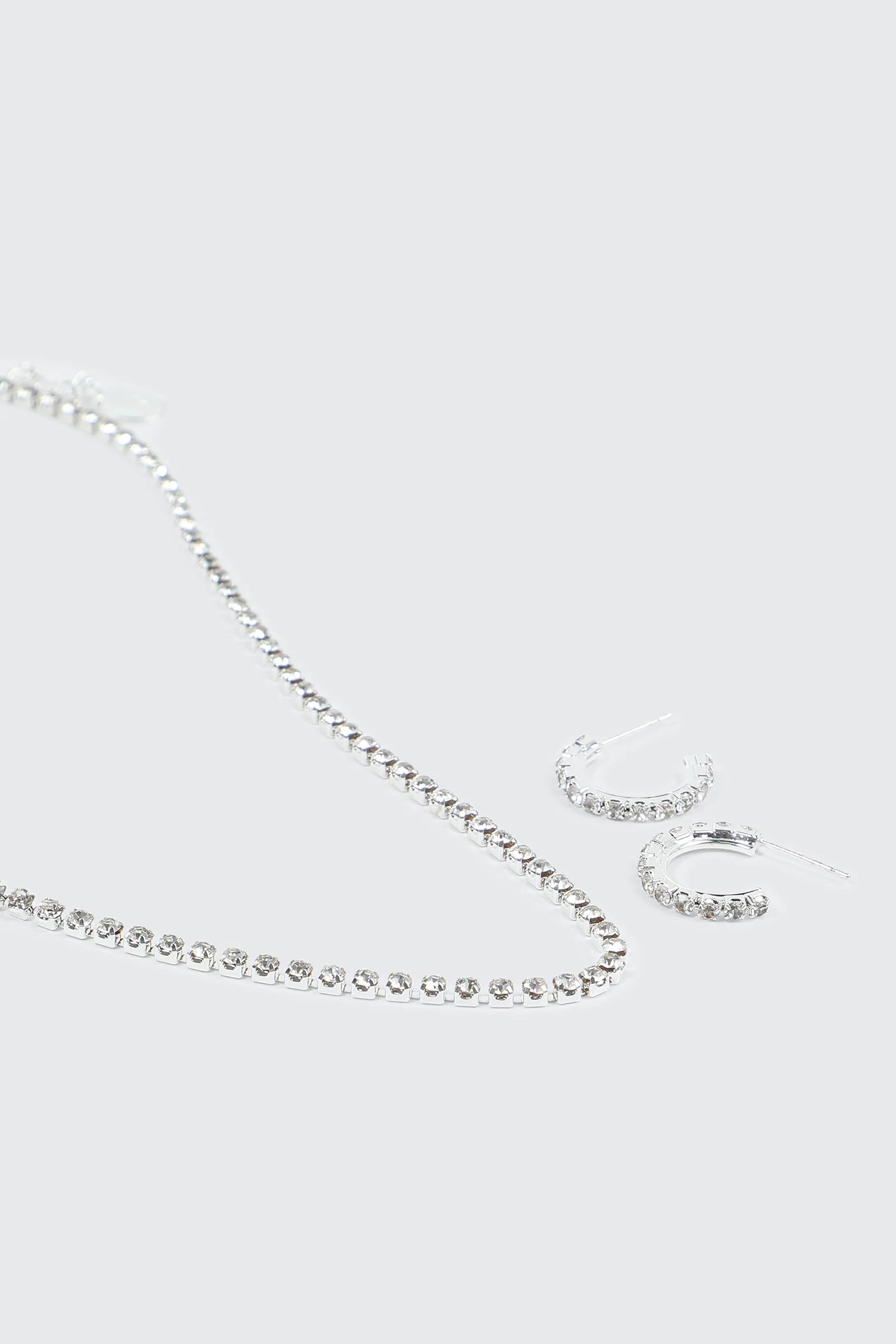 Rhinestone Tennis Necklace & Earrings - Image 3