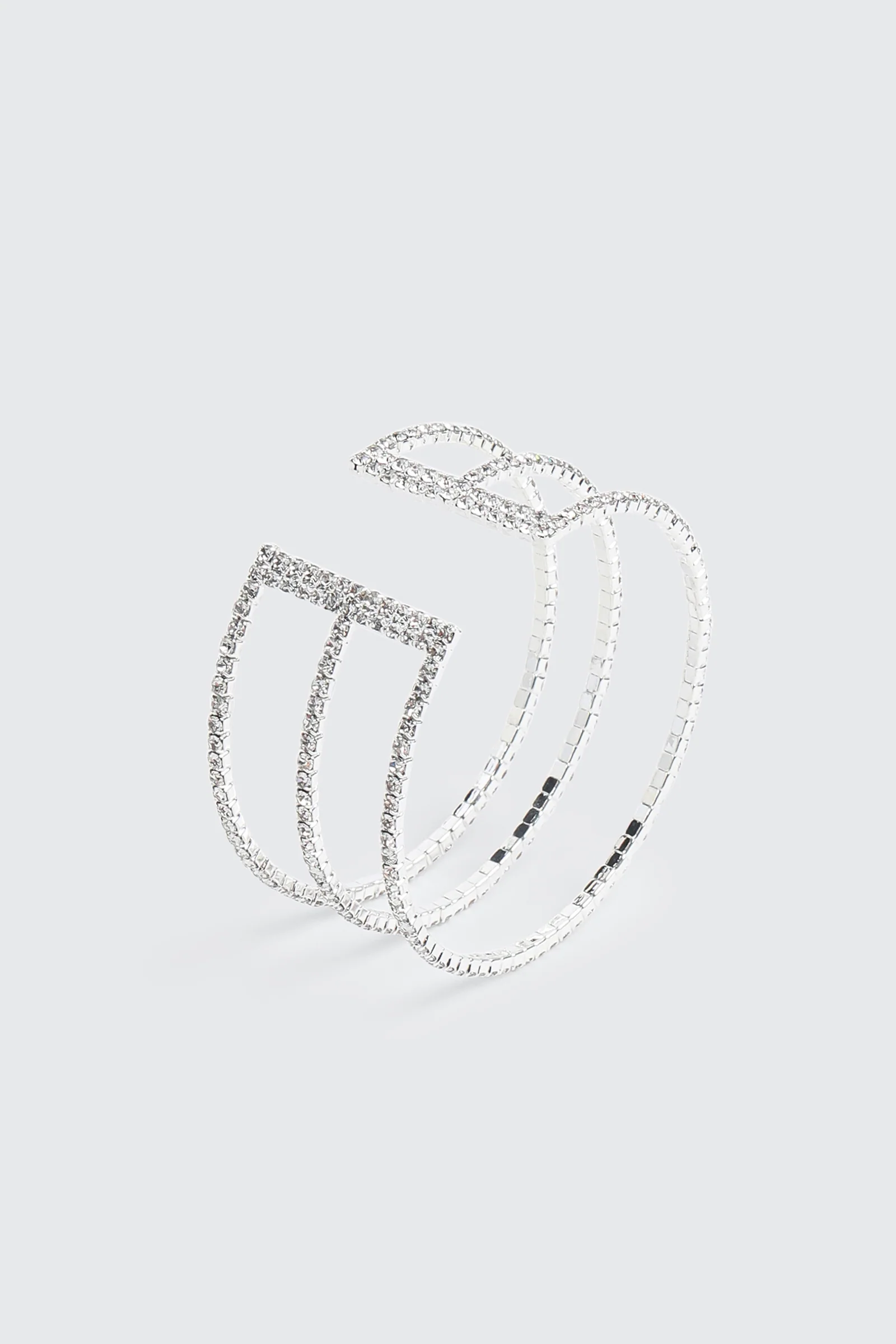 Rhinestone Three-Row Cuff Bracelet