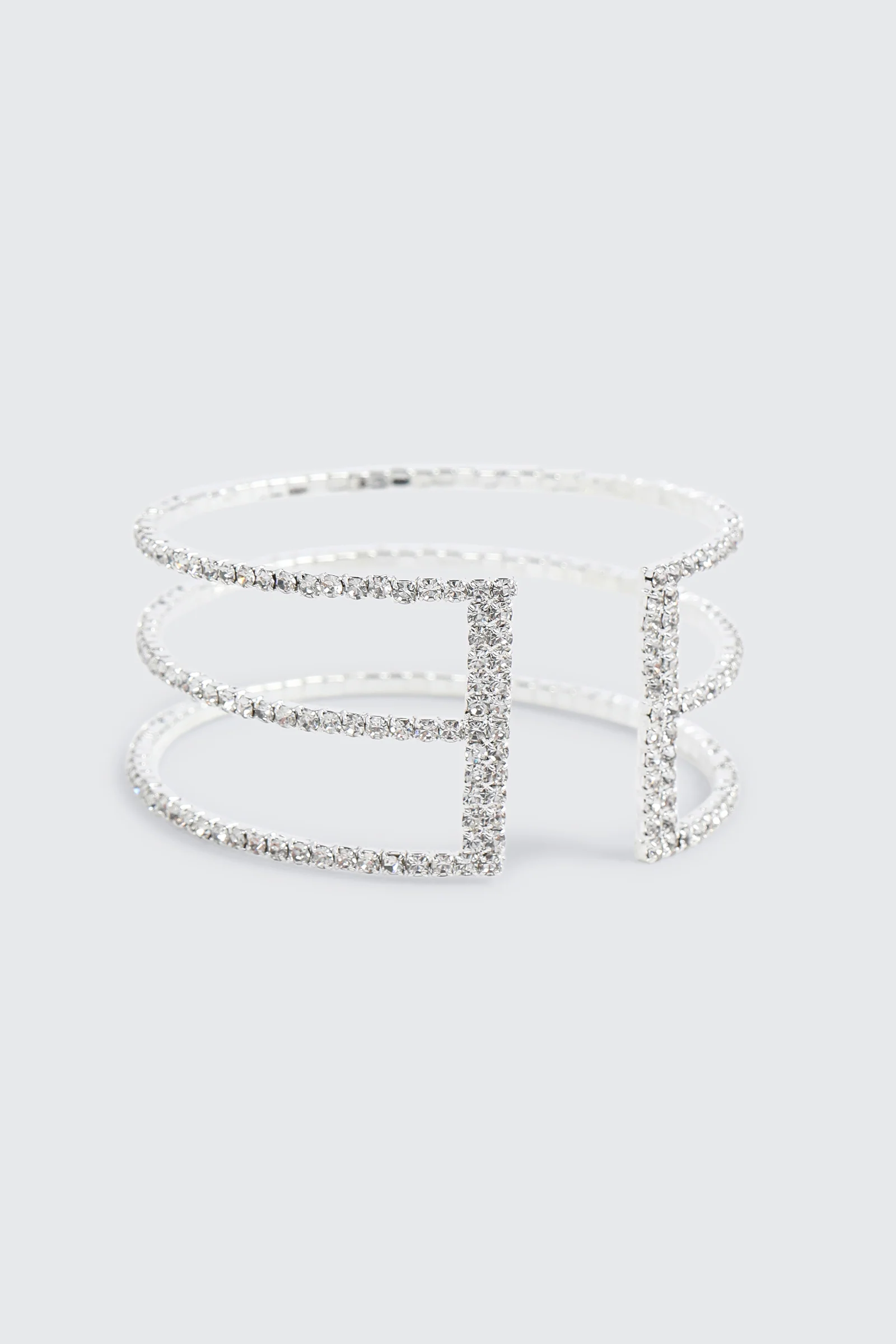 Rhinestone Three-Row Cuff Bracelet - Image 3