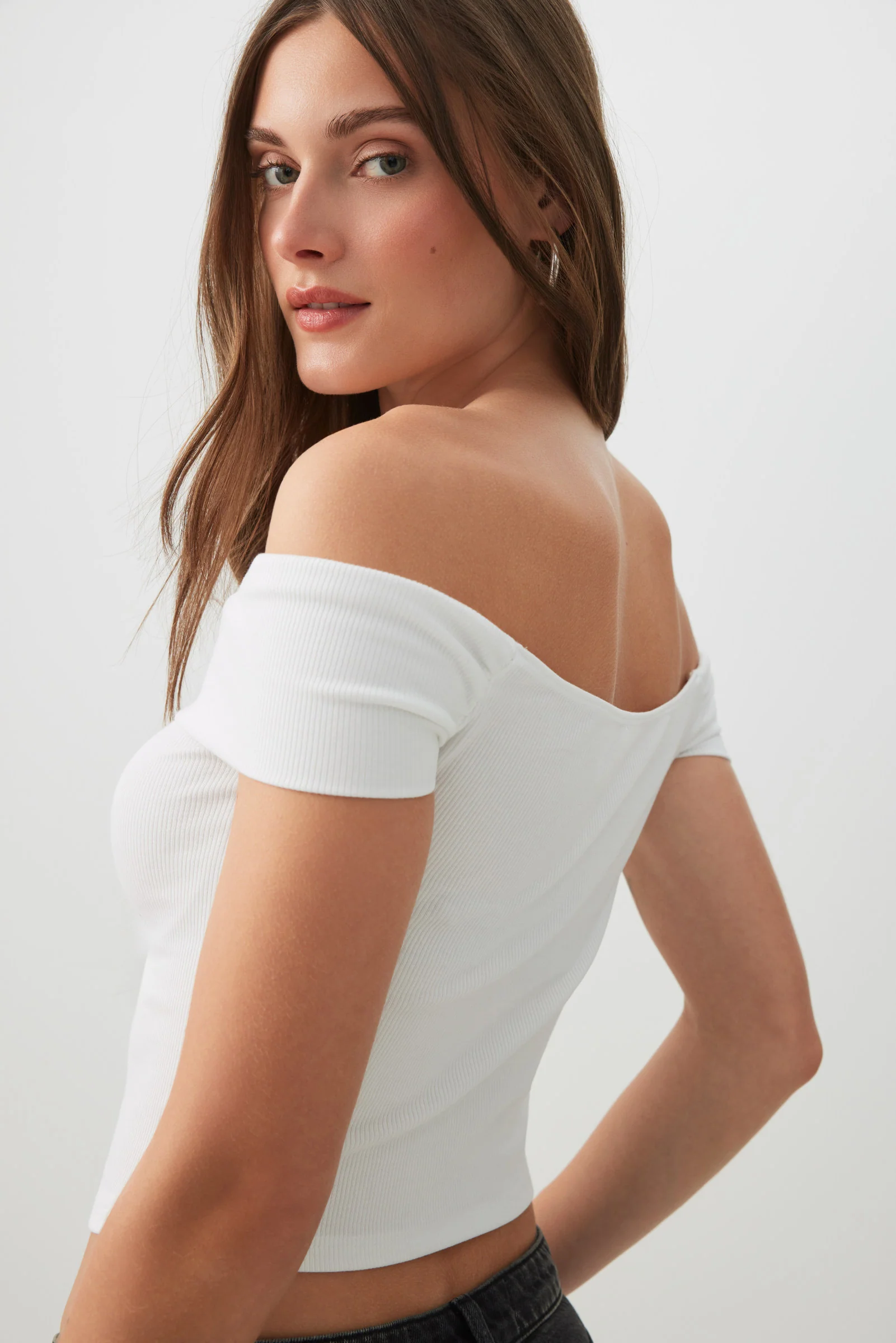 Rib Off Shoulder Crop Top - Image 4