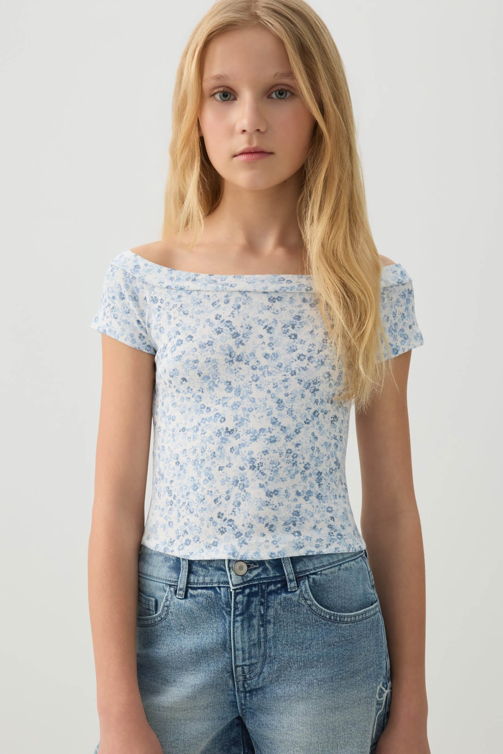 Rib Off Shoulder T-Shirt - Image 2
