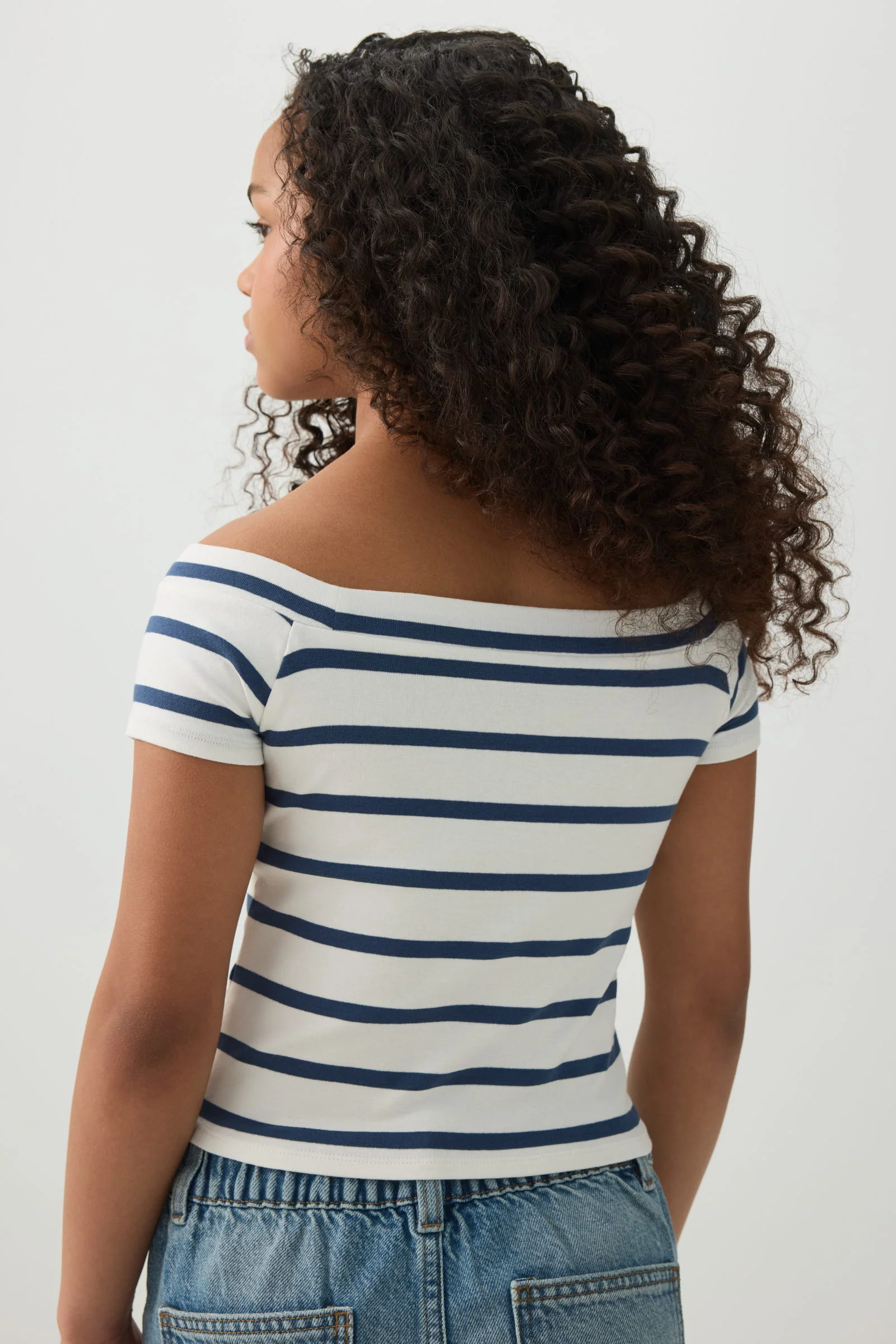 Rib Off Shoulder T-Shirt - Image 4