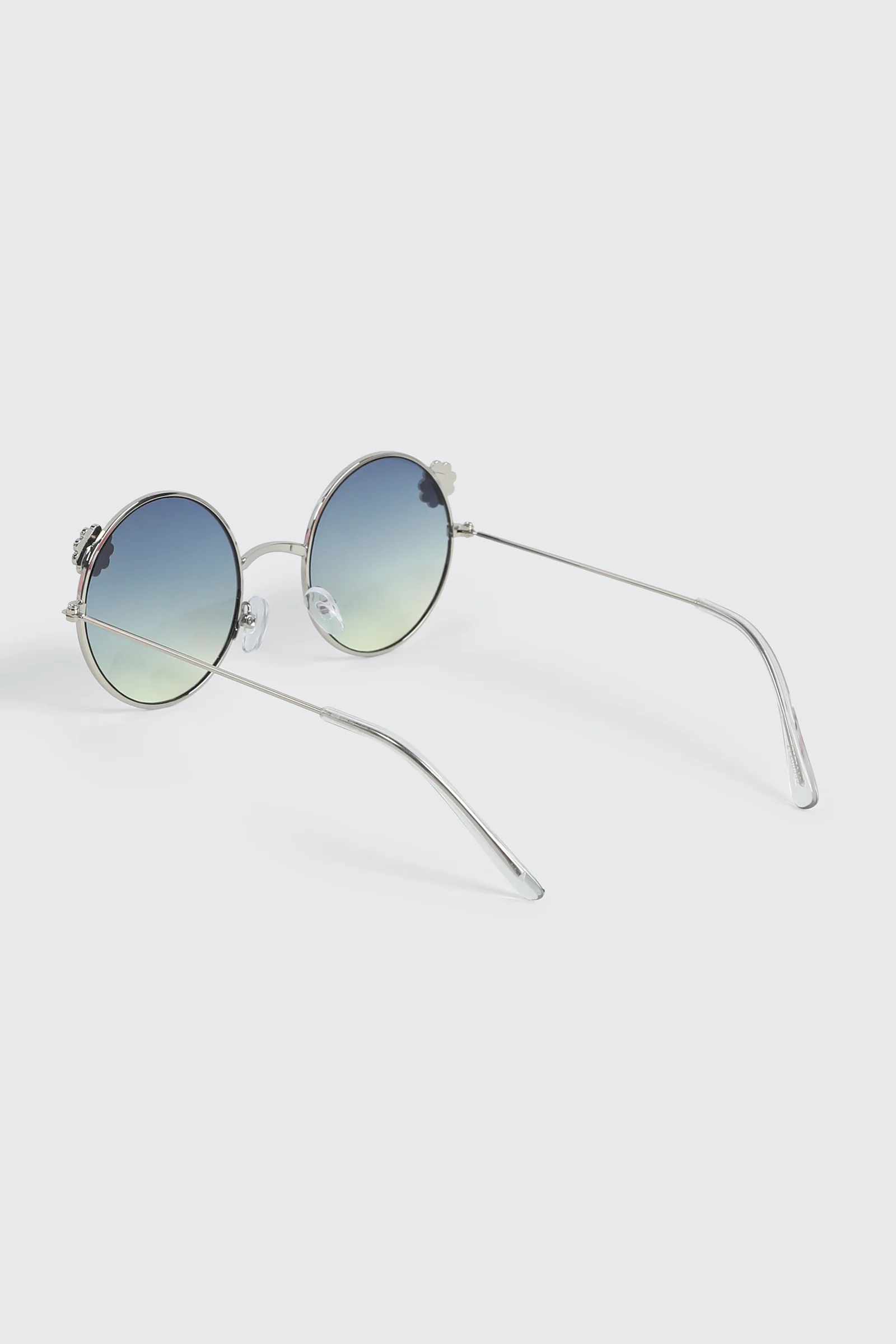 Round Metal Sunglasses with Daisy Details - Image 2