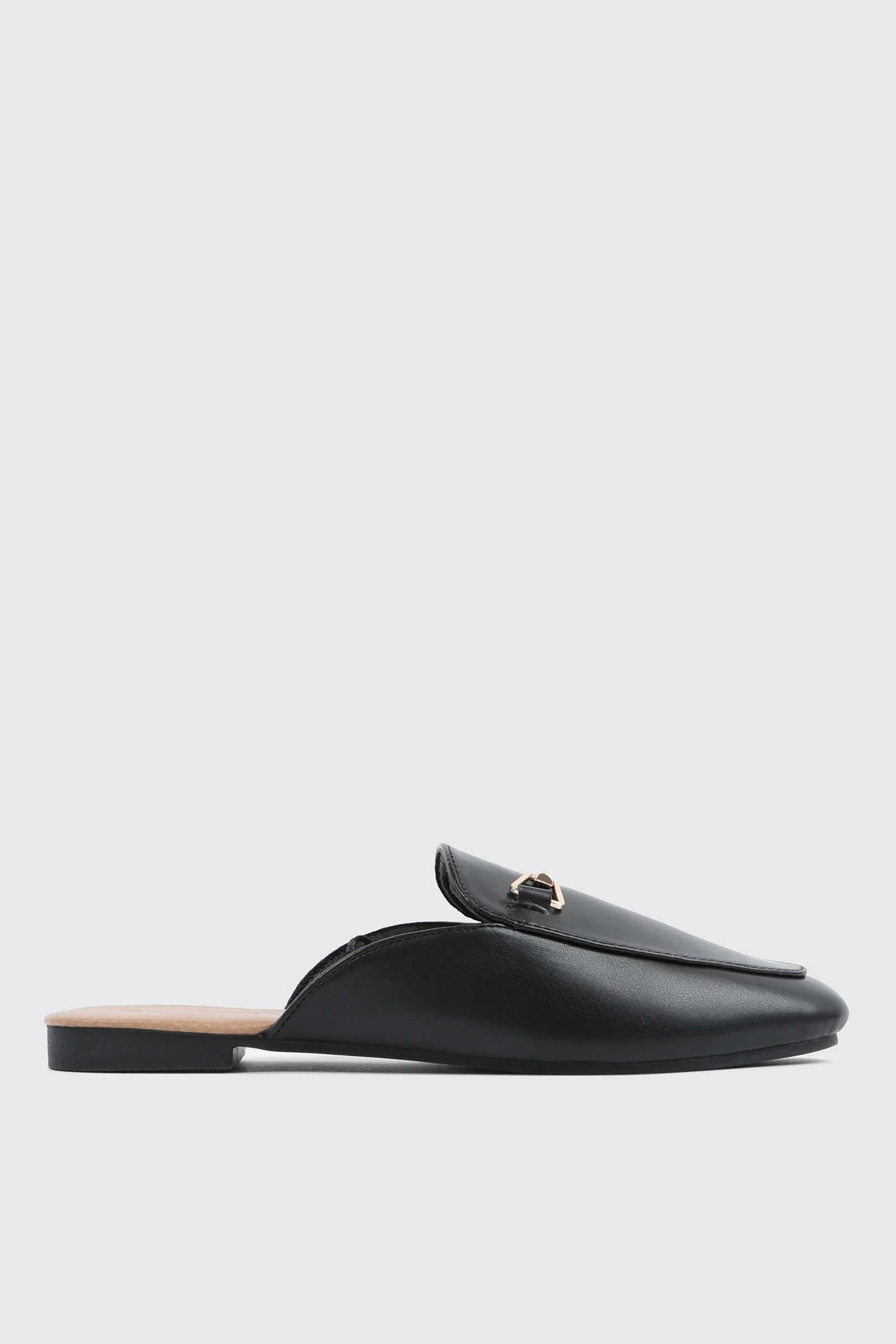 Round Toe Mules with Metal Ornament