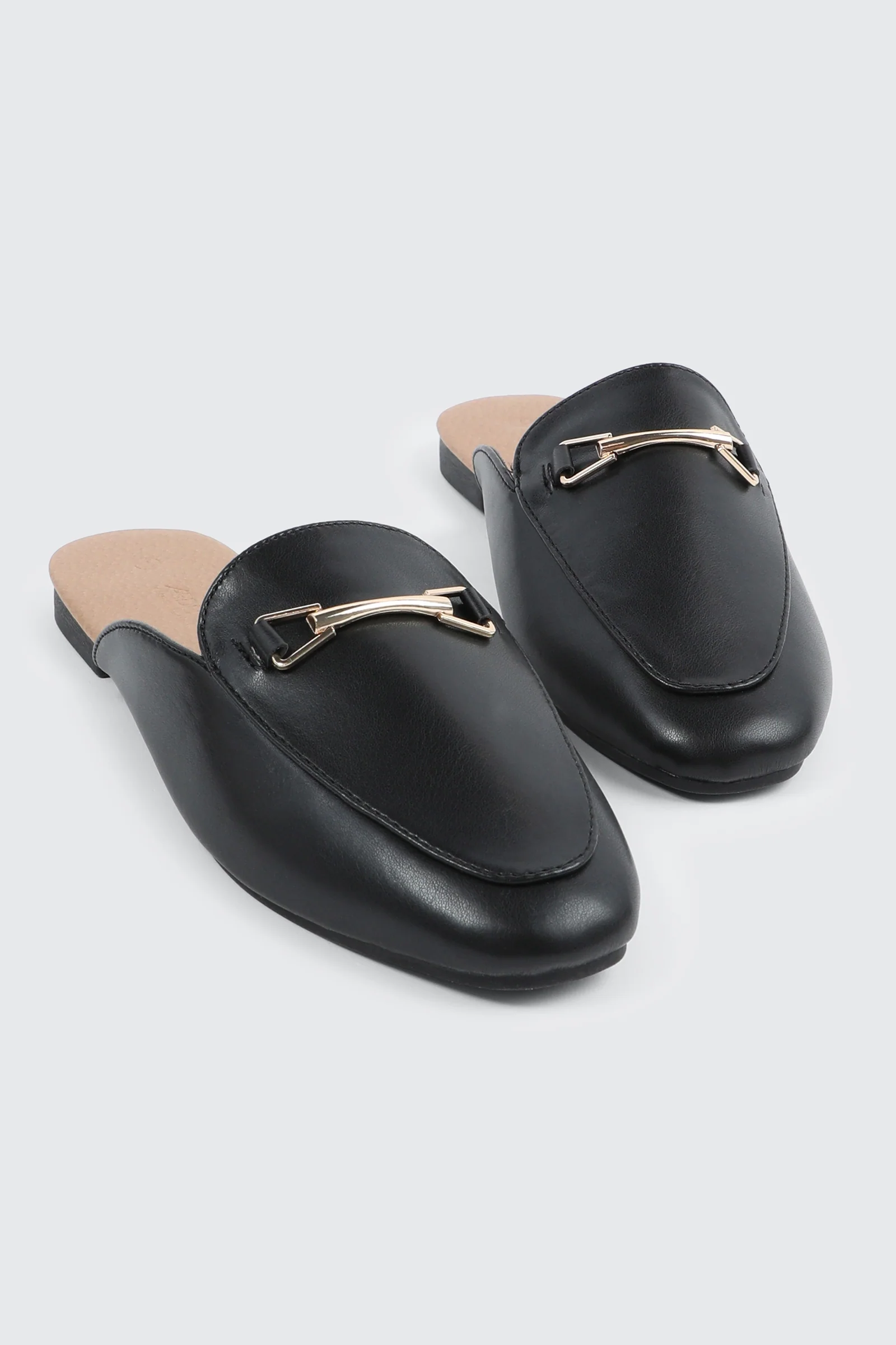 Round Toe Mules with Metal Ornament - Image 2
