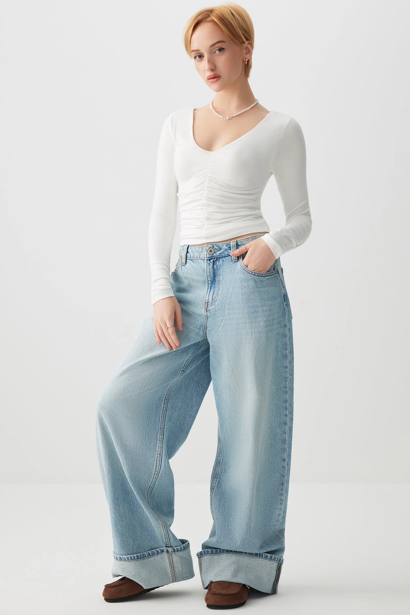 Ruched front Long Sleeve Top - Image 3