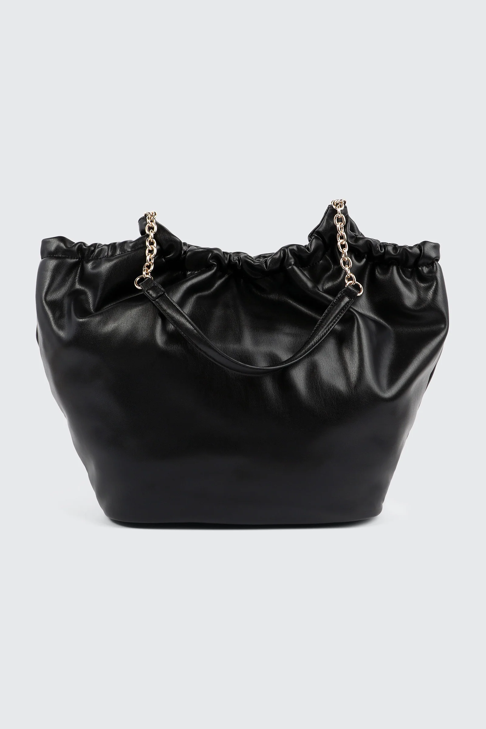 Ruched Tote Bag with Chain Straps - Image 2