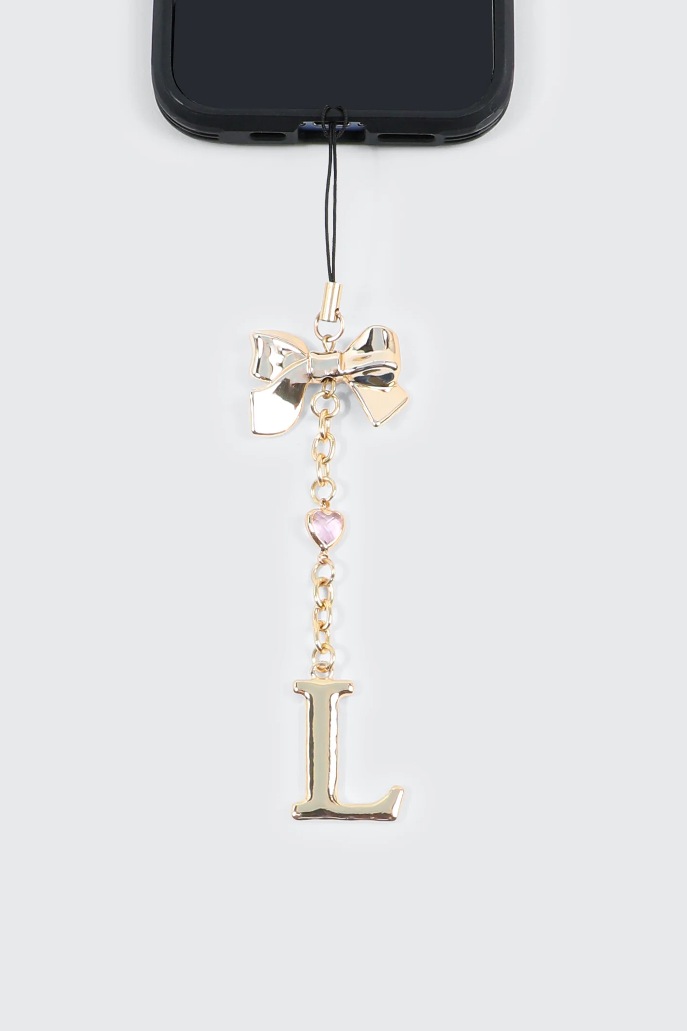 Shiny Letter A Phone Charm with Bow