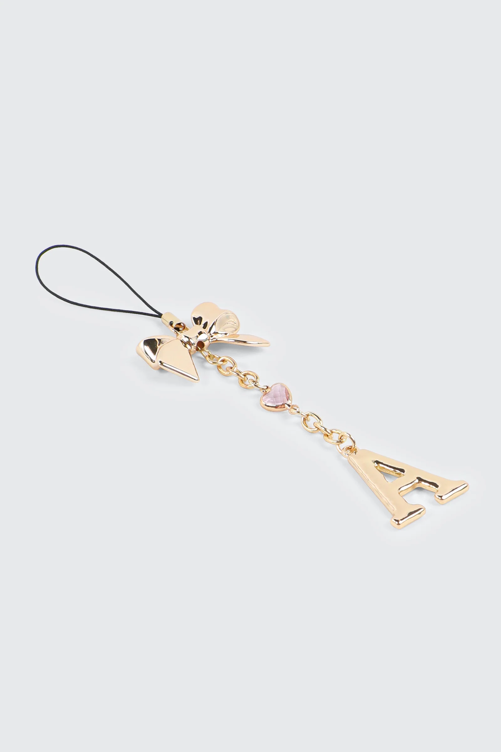 Shiny Letter A Phone Charm with Bow - Image 2