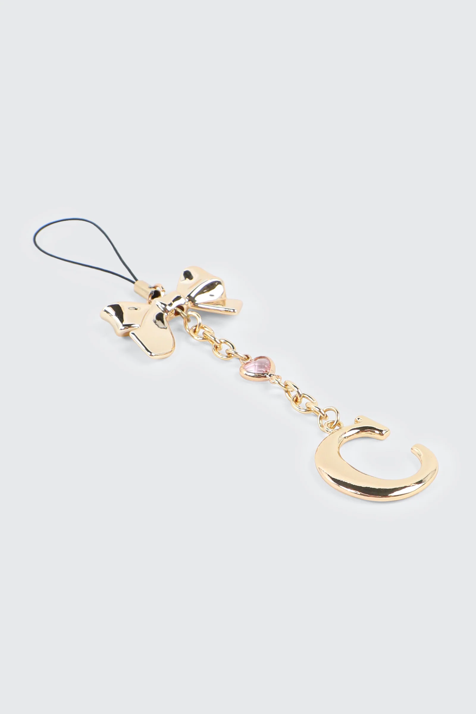 Shiny Letter C Phone Charm with Bow - Image 2
