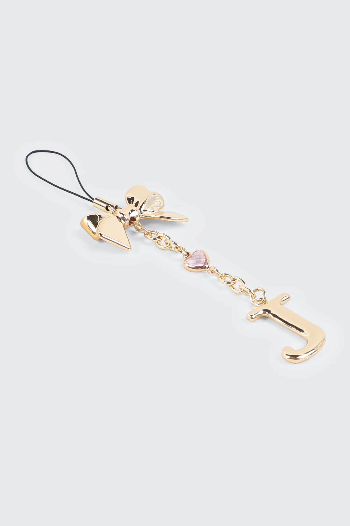 Shiny Letter J Phone Charm with Bow - Image 2