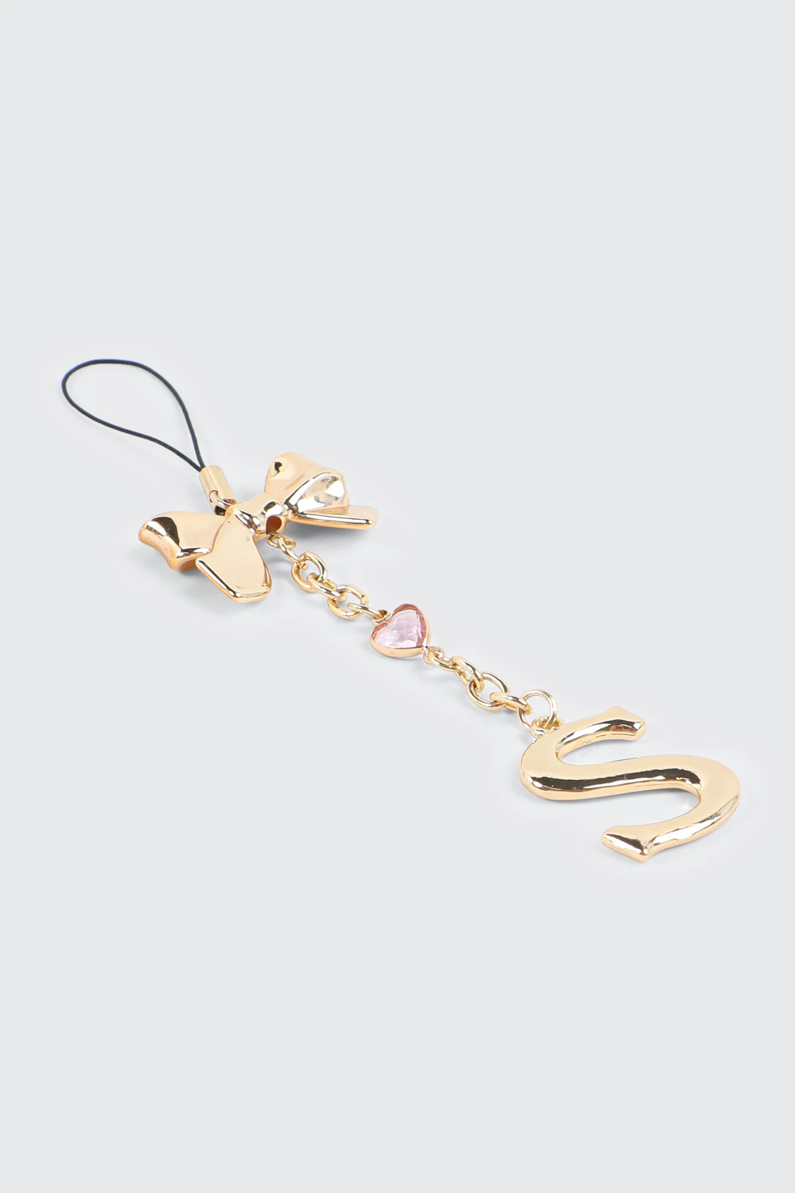 Shiny Letter S Phone Charm with Bow - Image 2