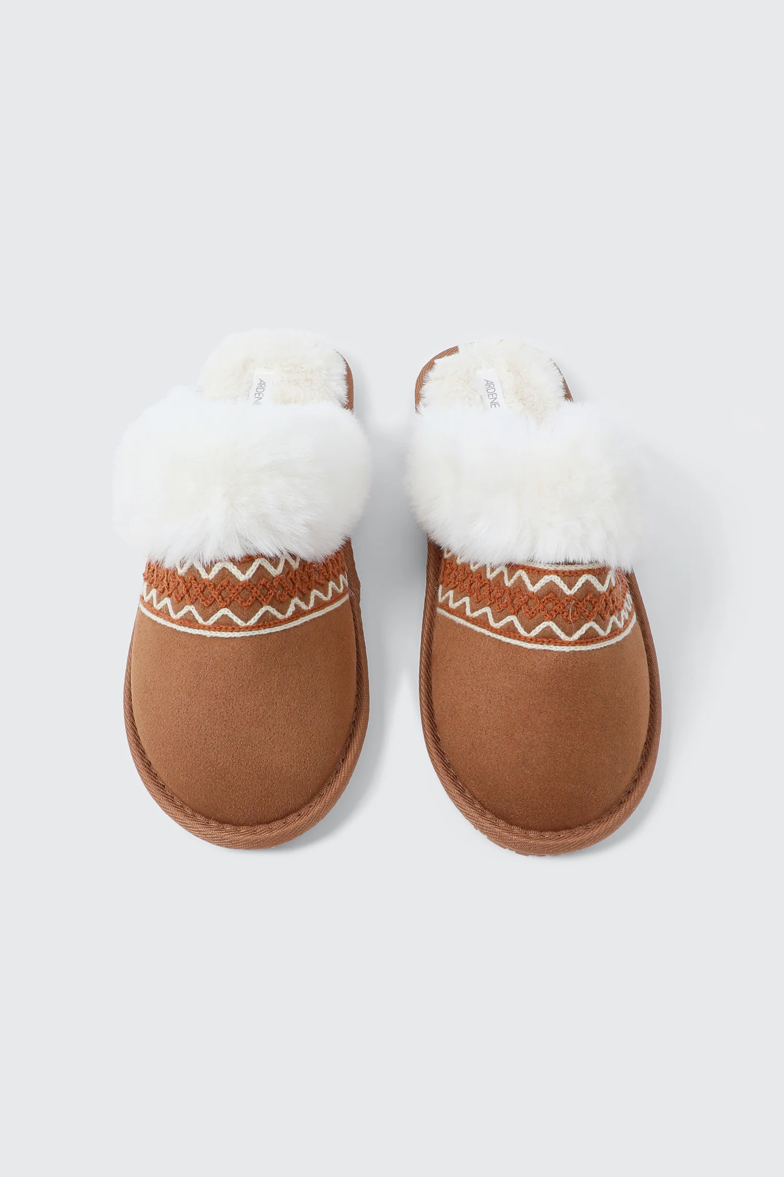 Slippers with Faux Fur Trim and Embroidery - Image 4