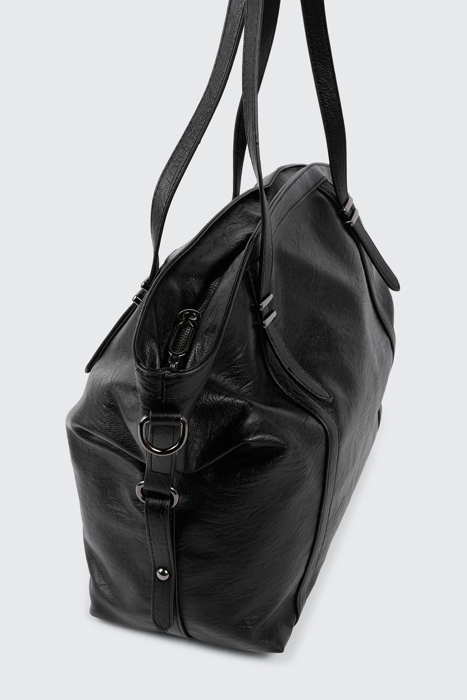 Slouchy Faux Leather Tote - Image 3