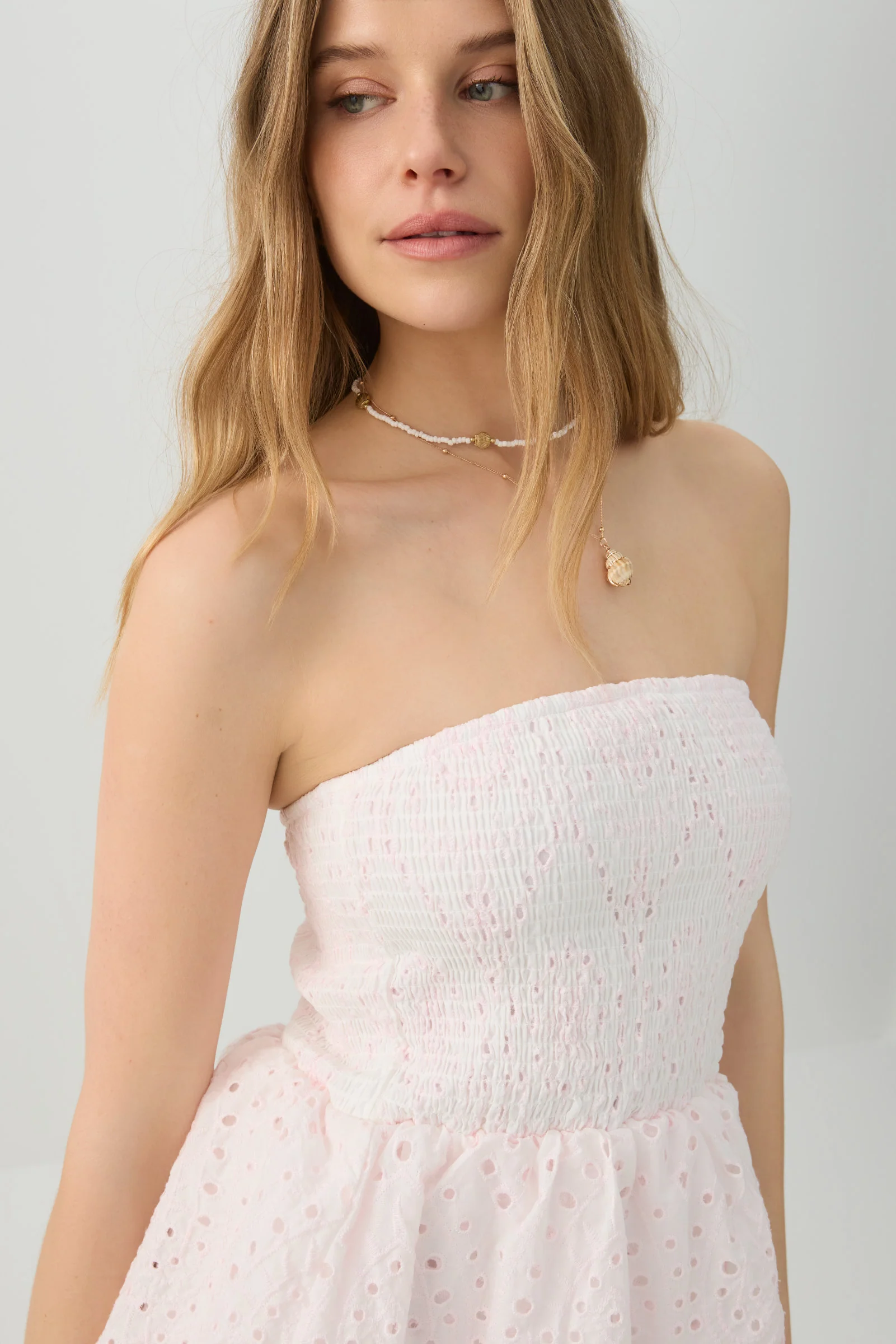 Smocked Eyelet Mini Dress - Image 3