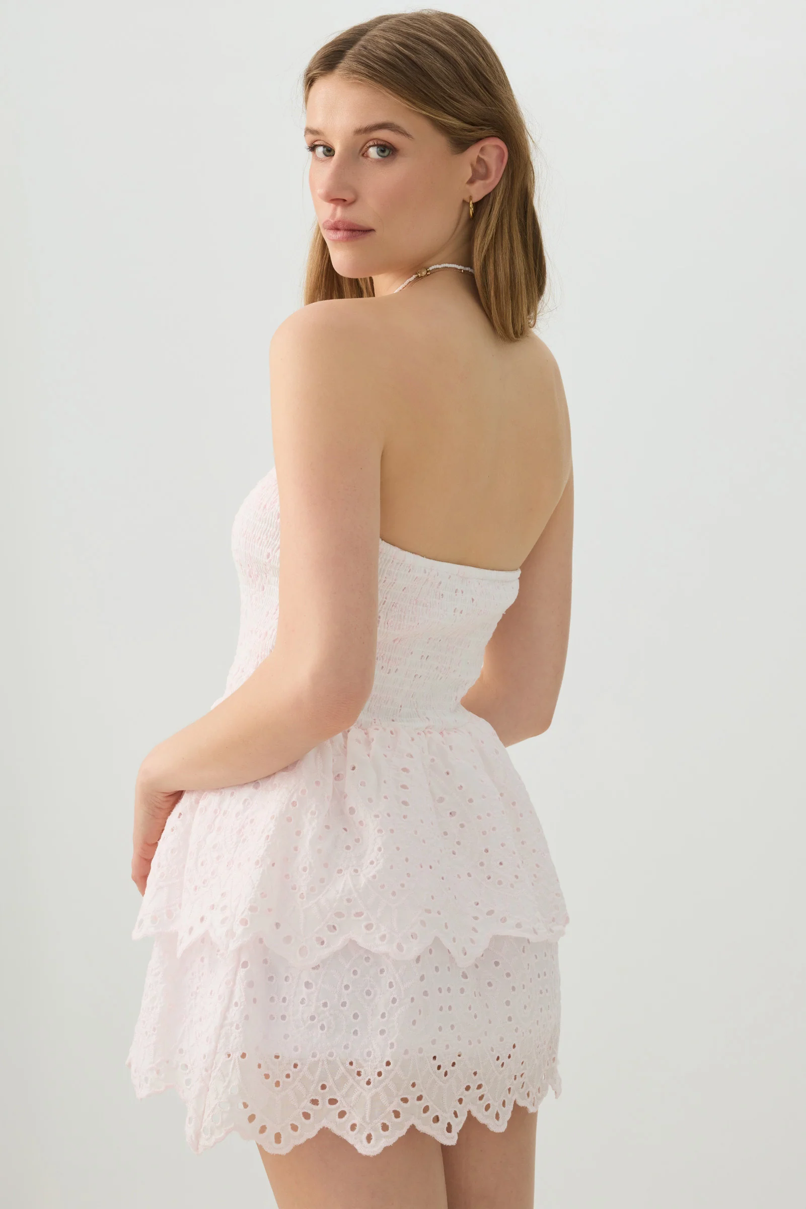 Smocked Eyelet Mini Dress - Image 4