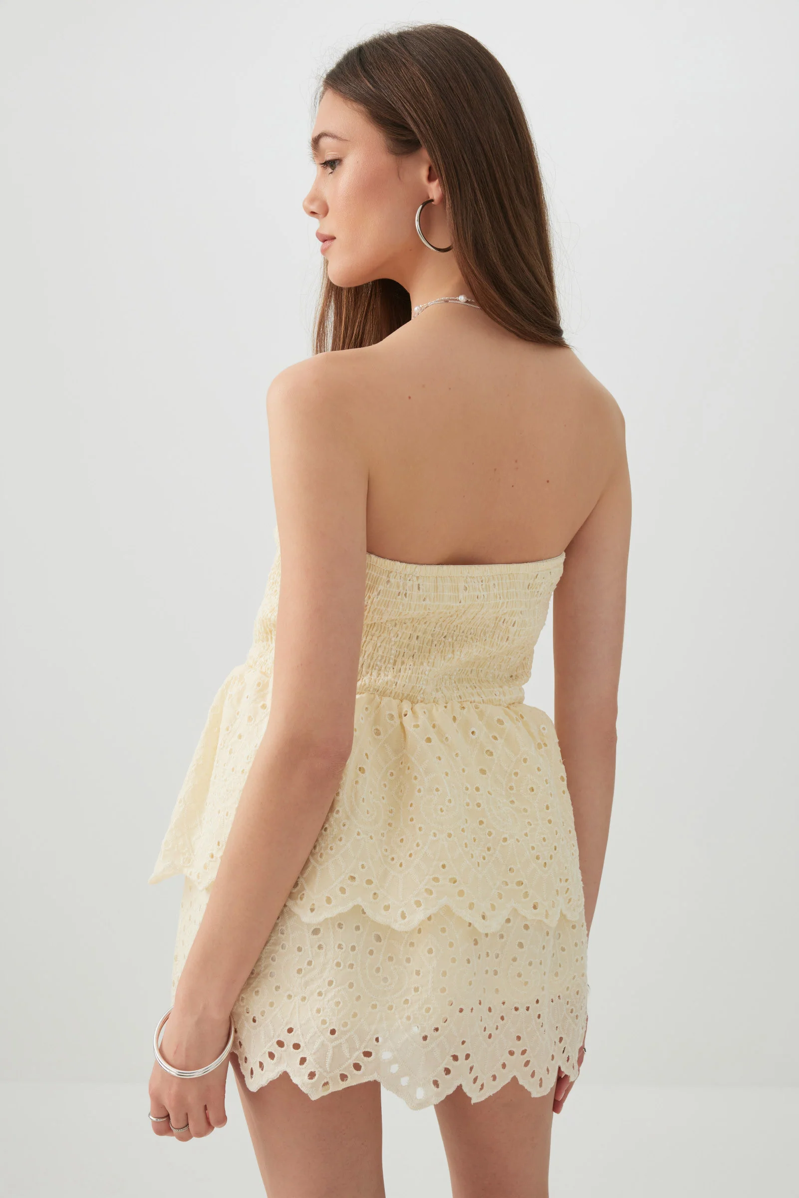 Smocked Eyelet Mini Dress - Image 4