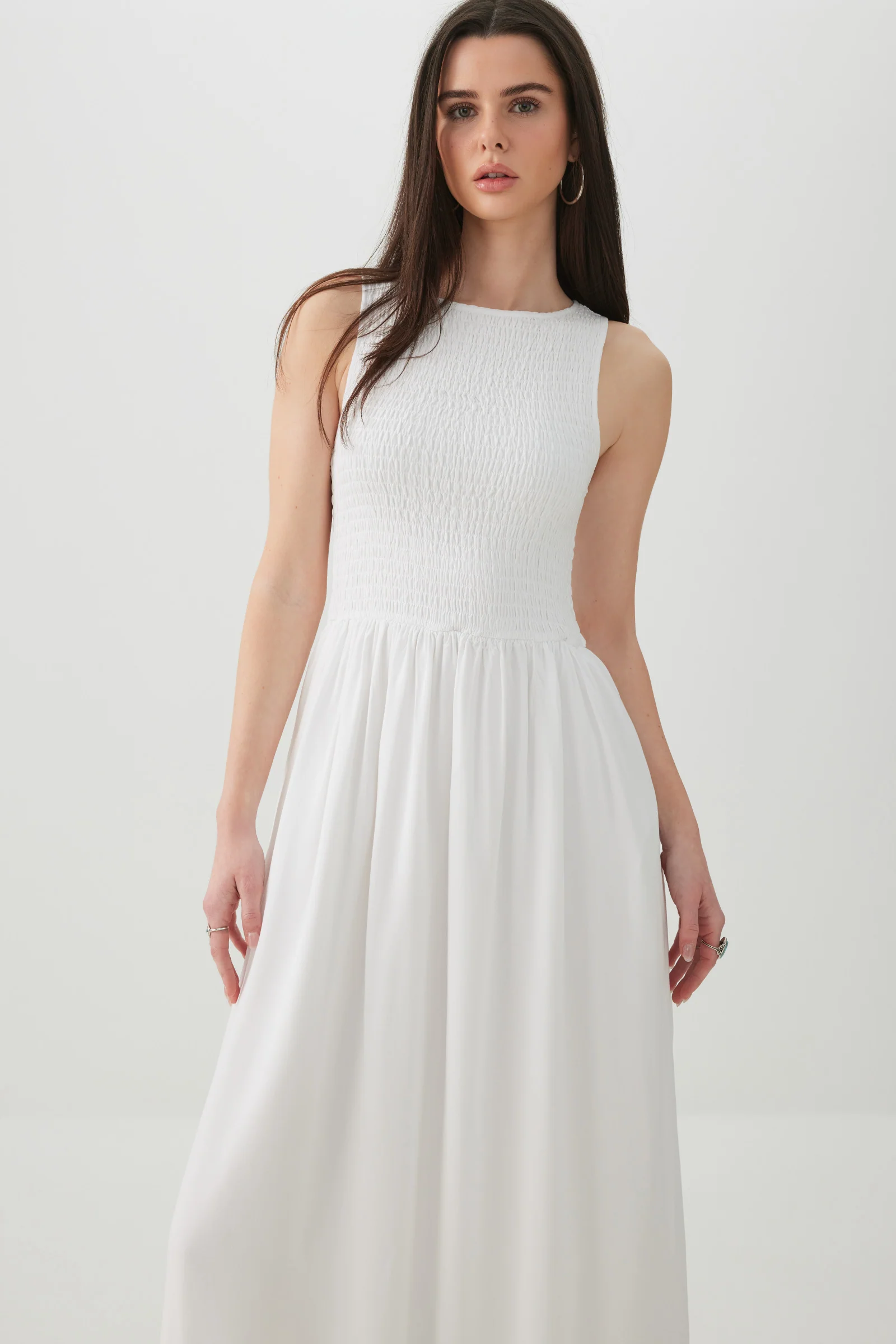 Smocked Halter Midi Dress