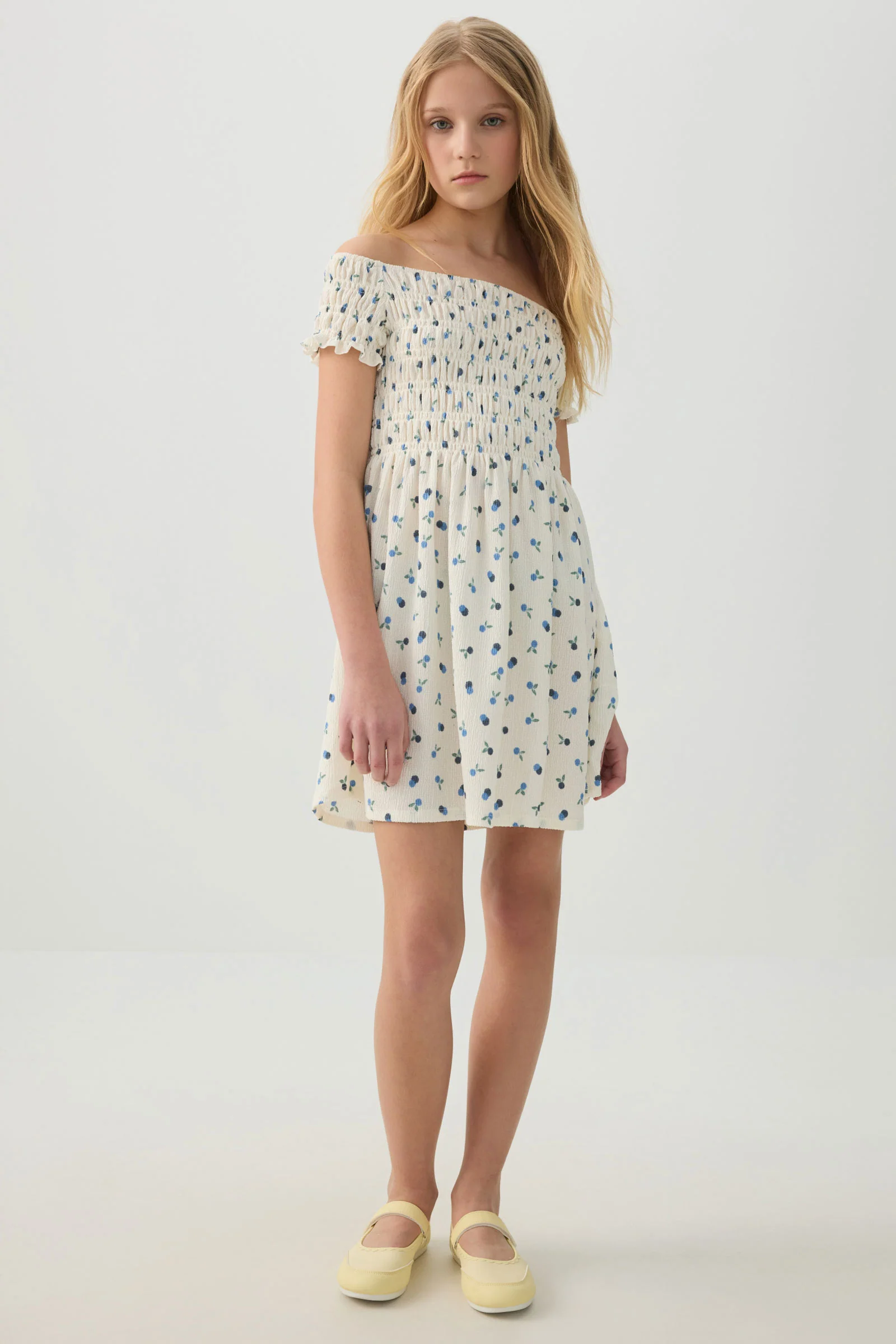 Smocked Off Shoulder Dress
