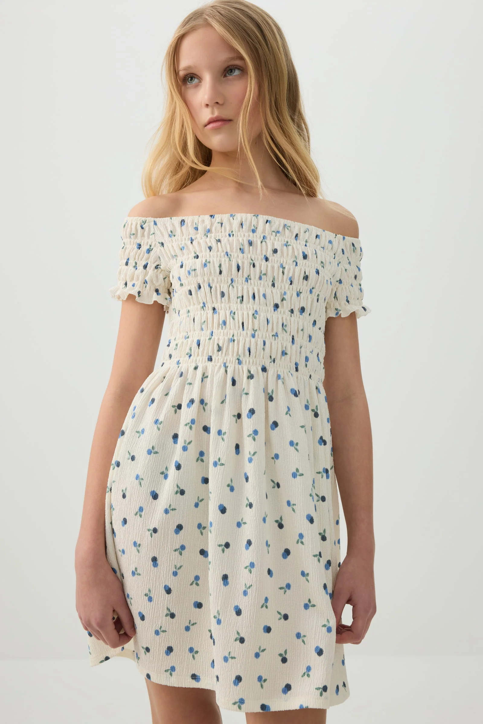 Smocked Off Shoulder Dress - Image 2