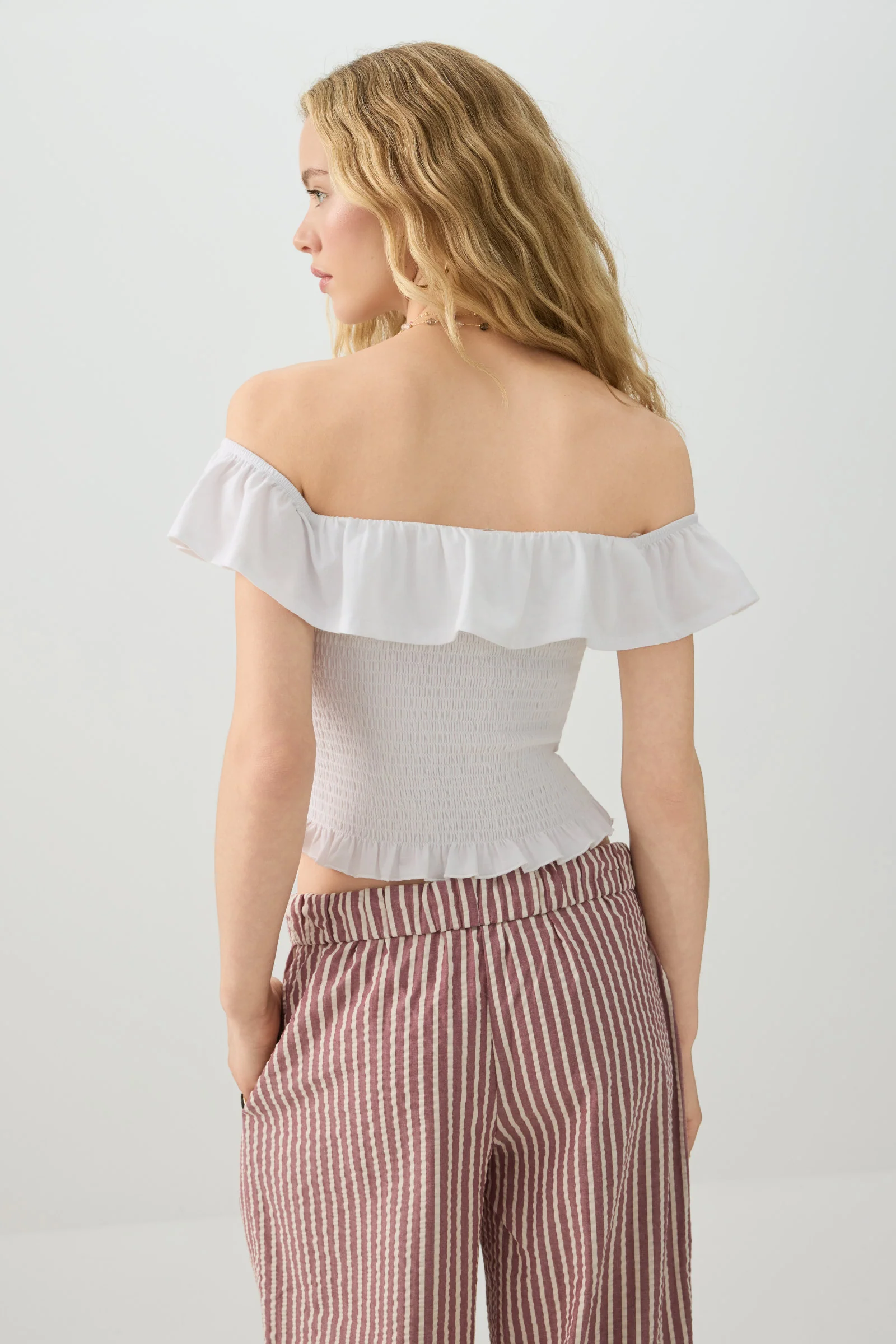 Smocked Off-Shoulder Top - Image 4