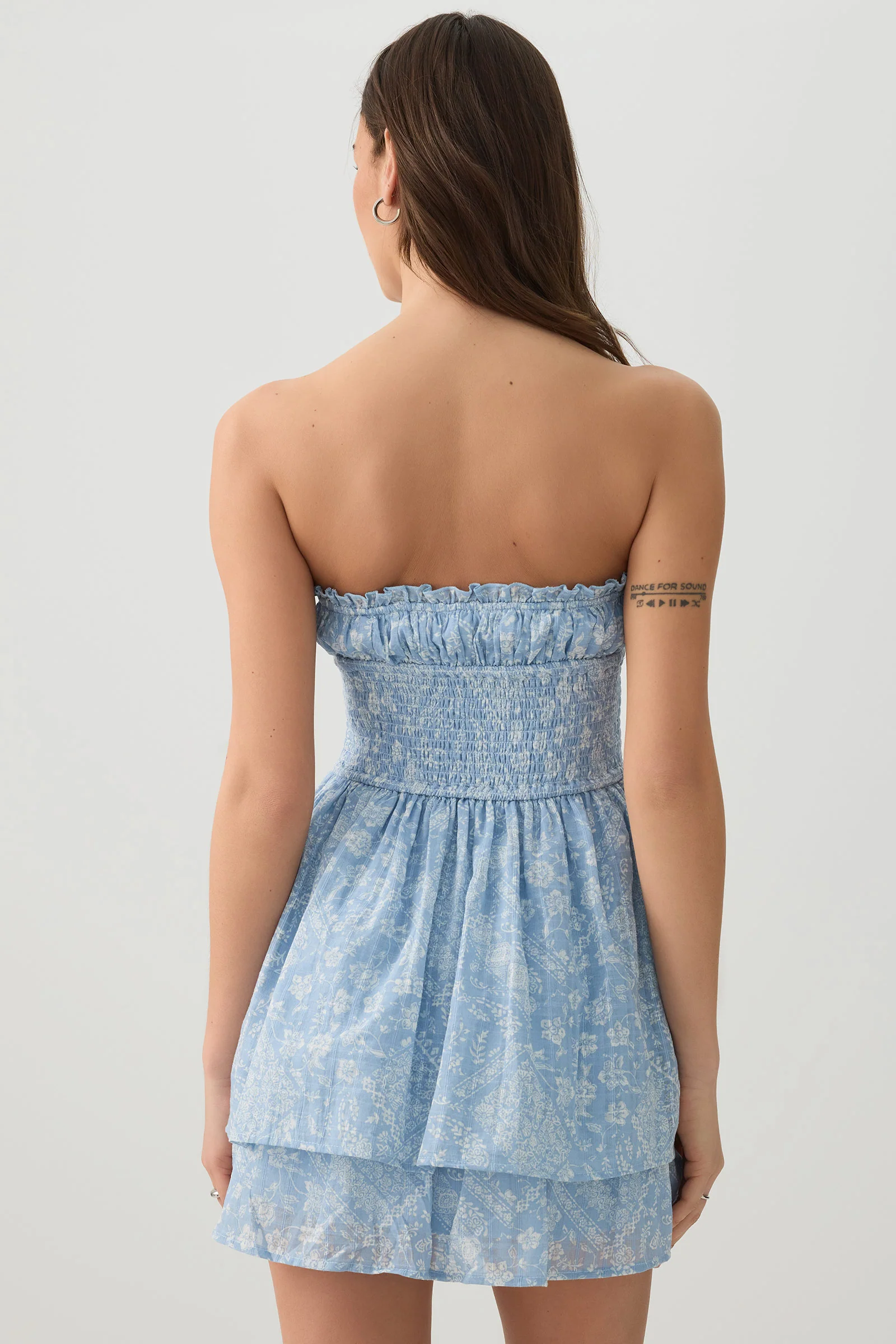 Smocked Strapless Mini Dress - Image 4