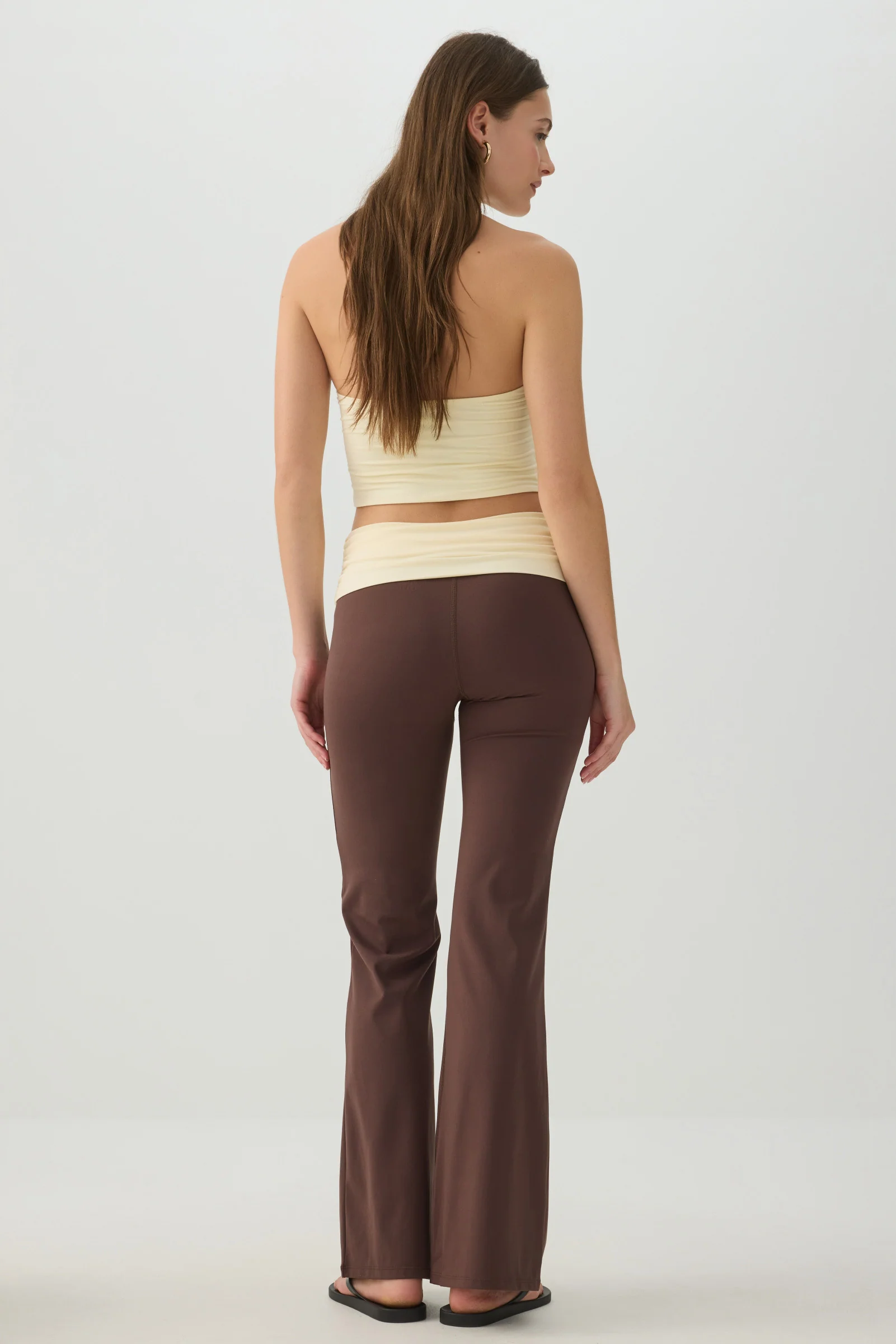 Soft Fold Over Waist Flare Leggings - Image 4