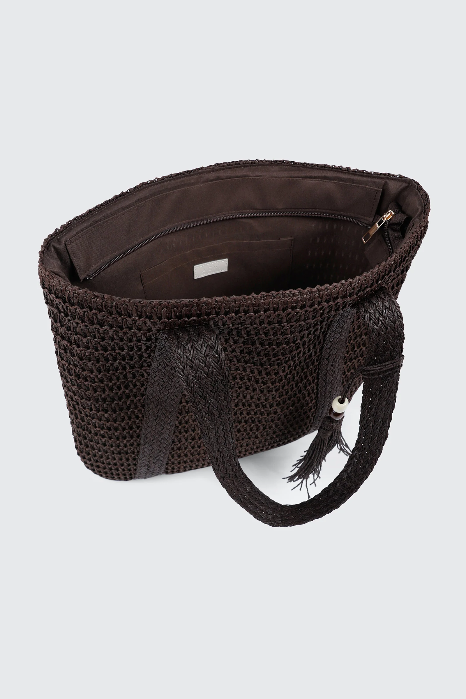 Straw Tote Bag with Keychain - Image 3
