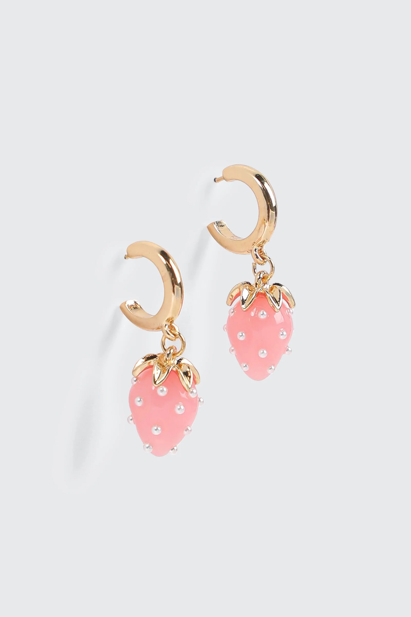 Strawberry Pearl Hoop Earrings