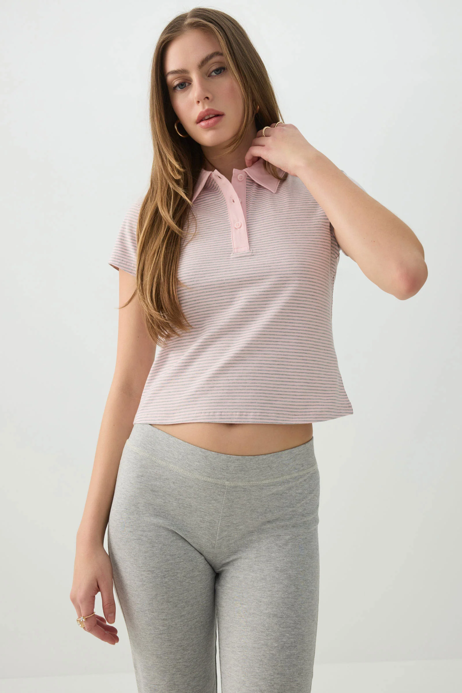 Striped Crop Polo Top - Image 2