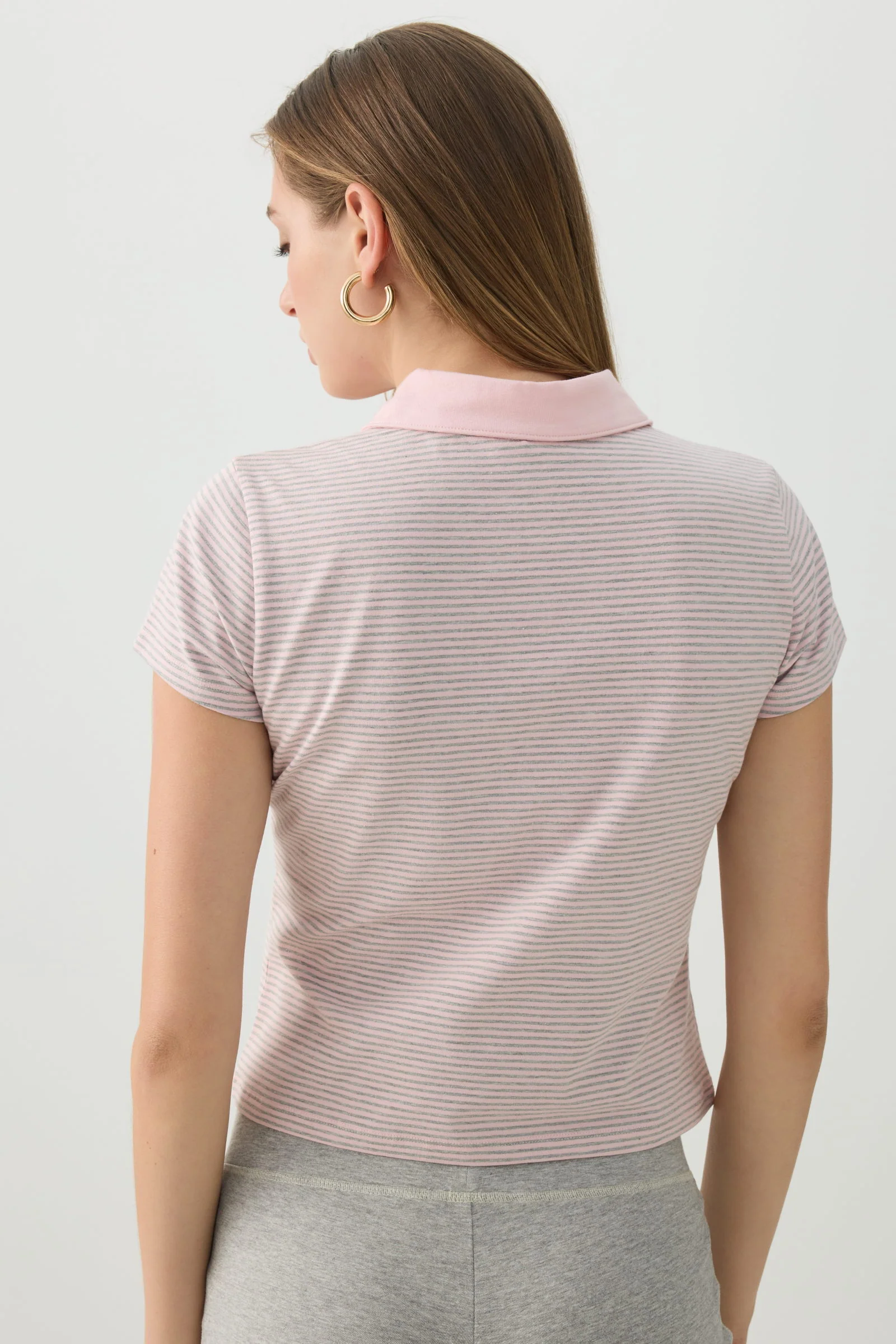Striped Crop Polo Top - Image 4