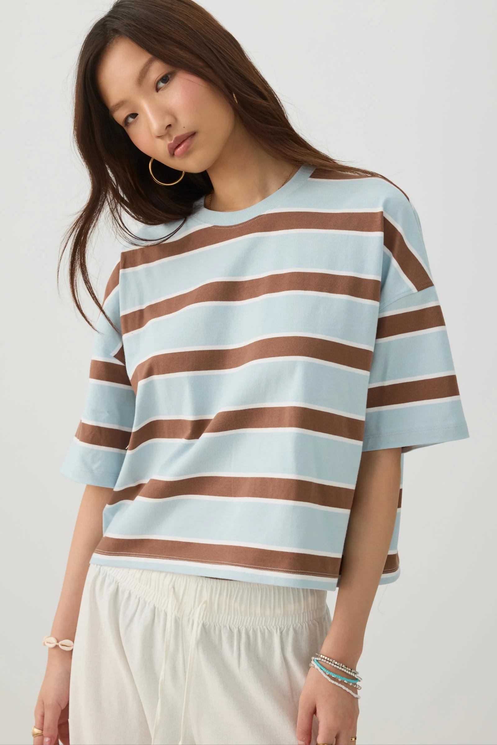 Striped Drop Shoulder T-Shirt - Image 2