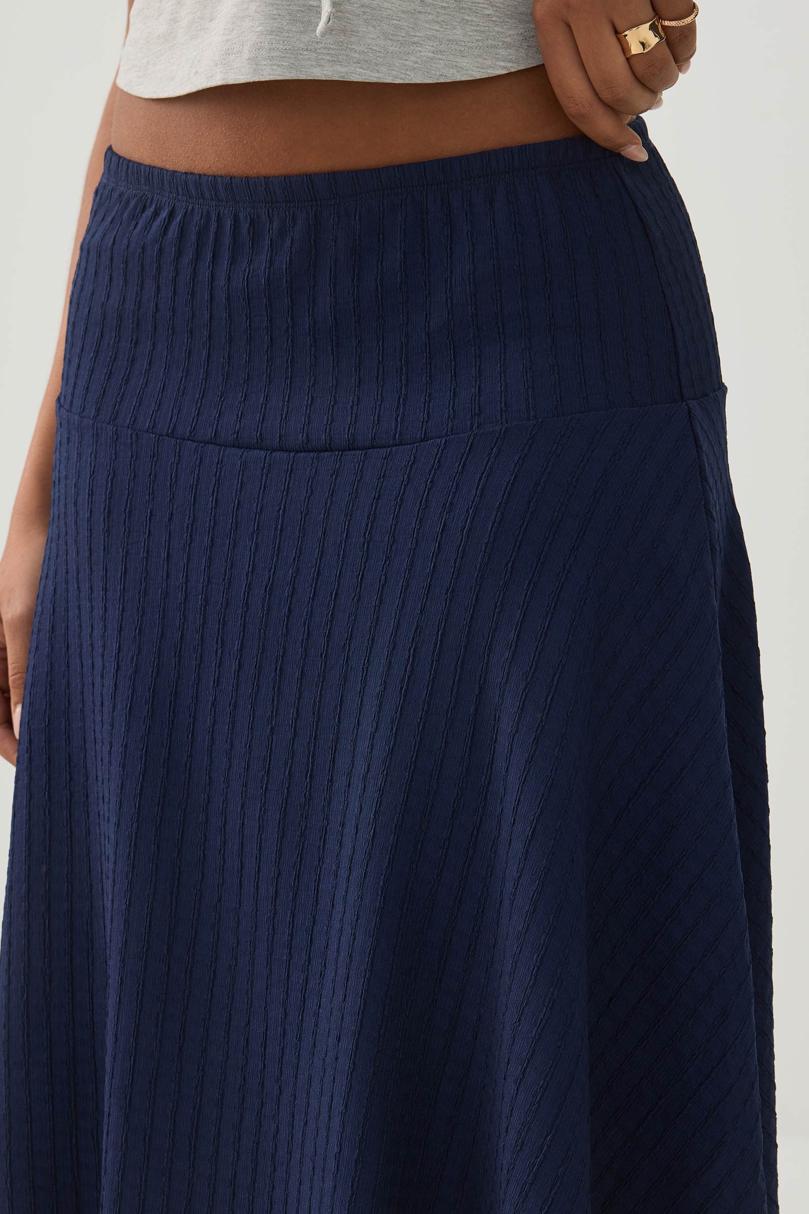 Striped Texture Midi Skirt - Image 3