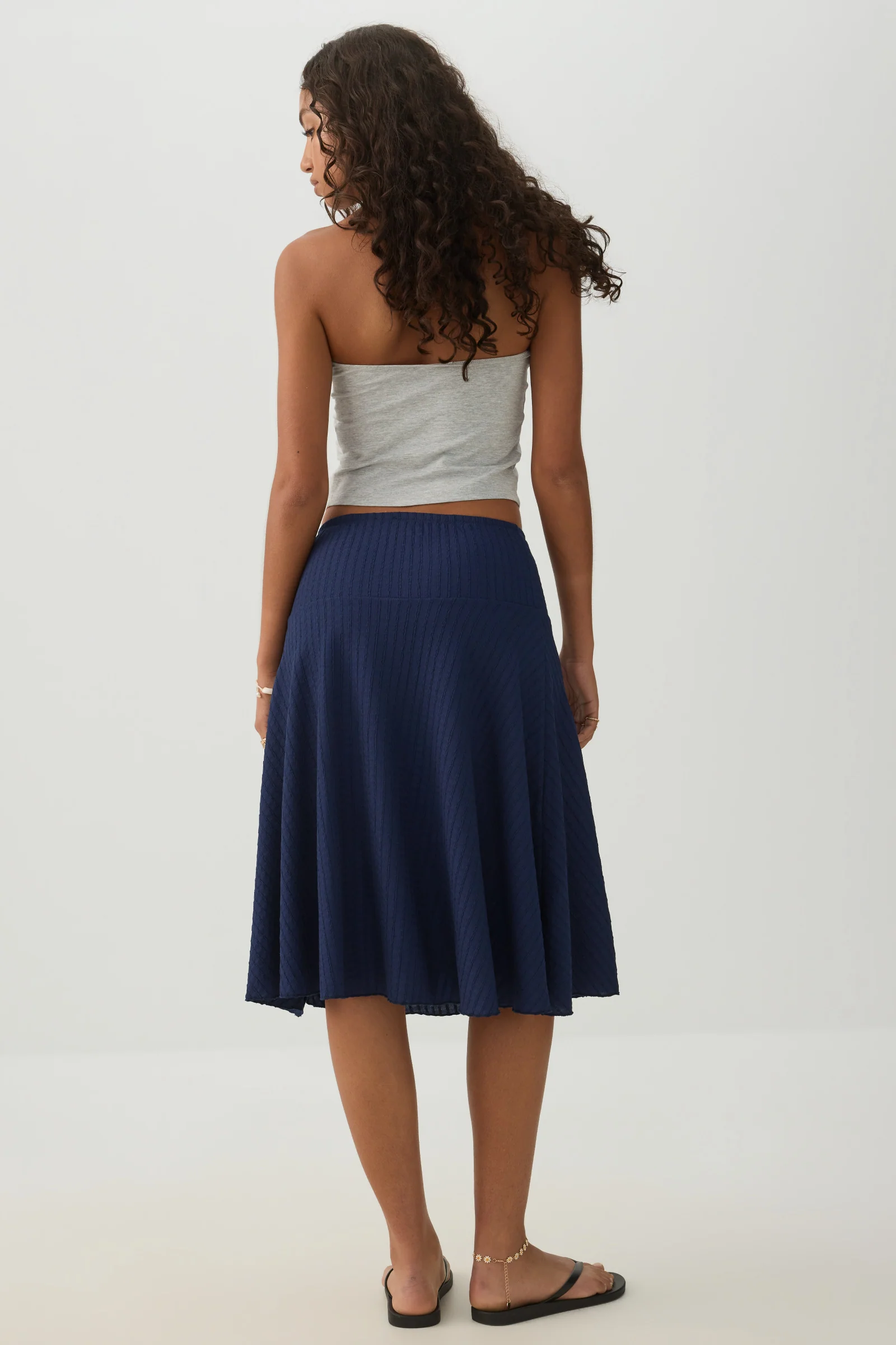 Striped Texture Midi Skirt - Image 4