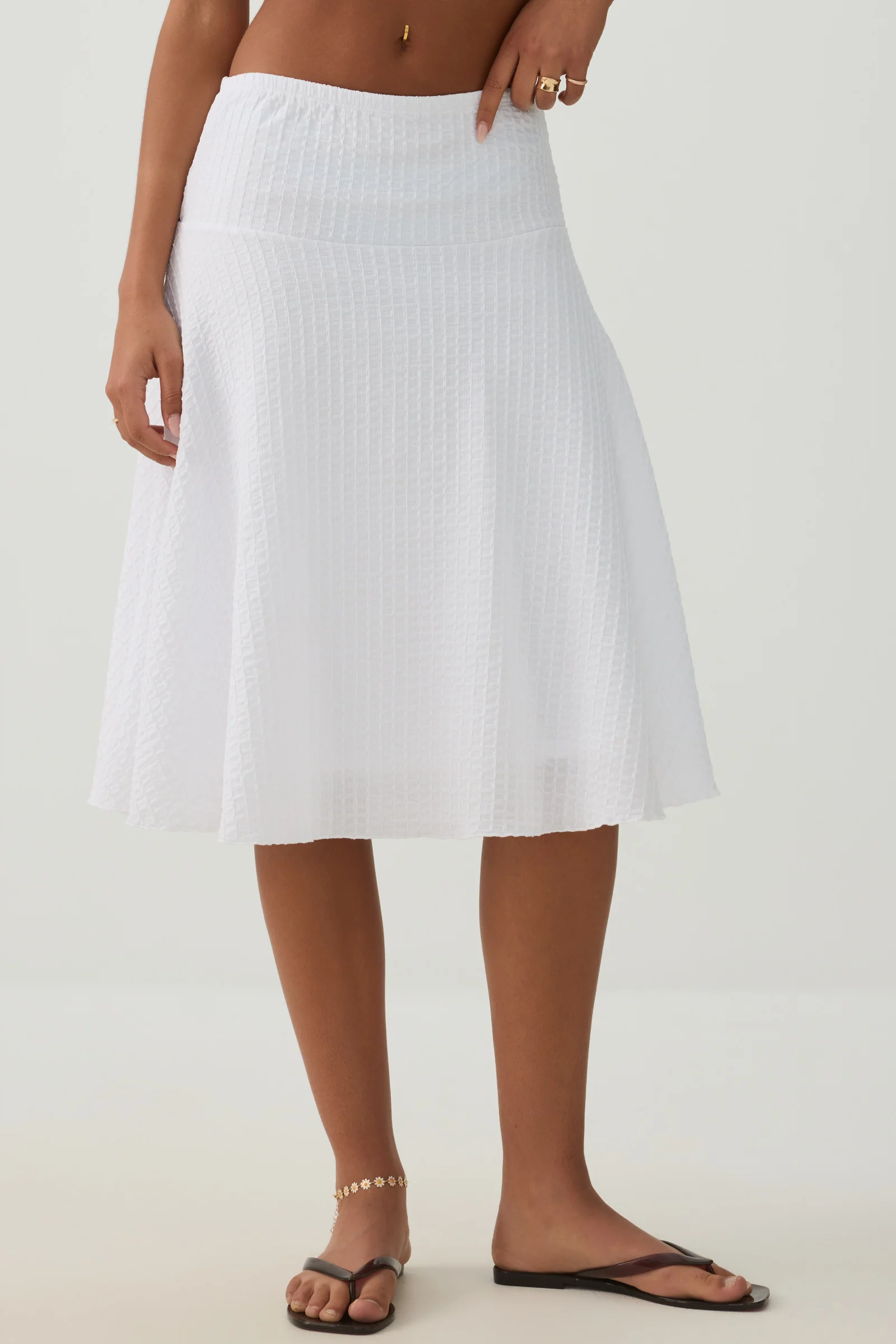 Striped Texture Midi Skirt - Image 3