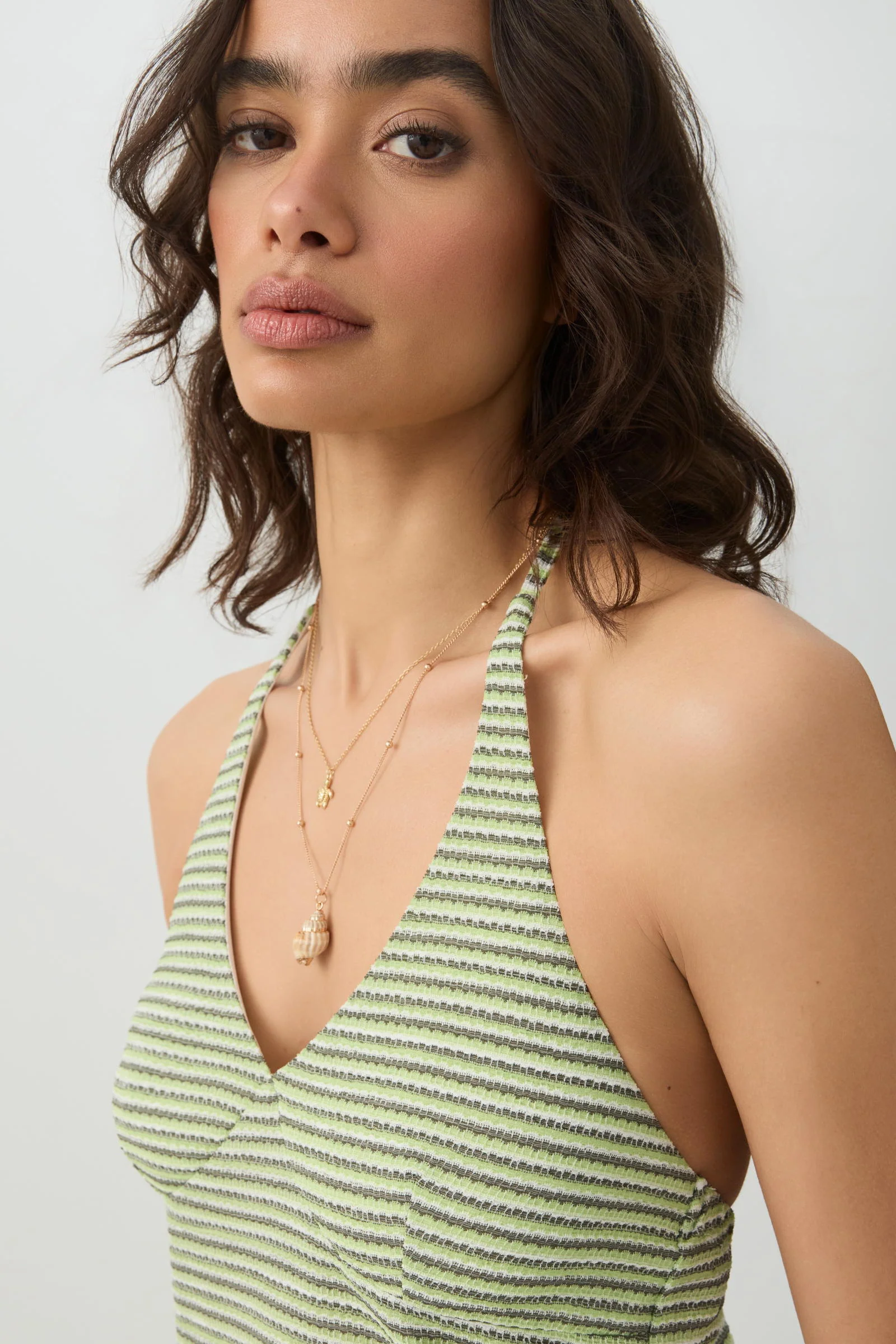 Striped Textured Knit Halter Dress - Image 3