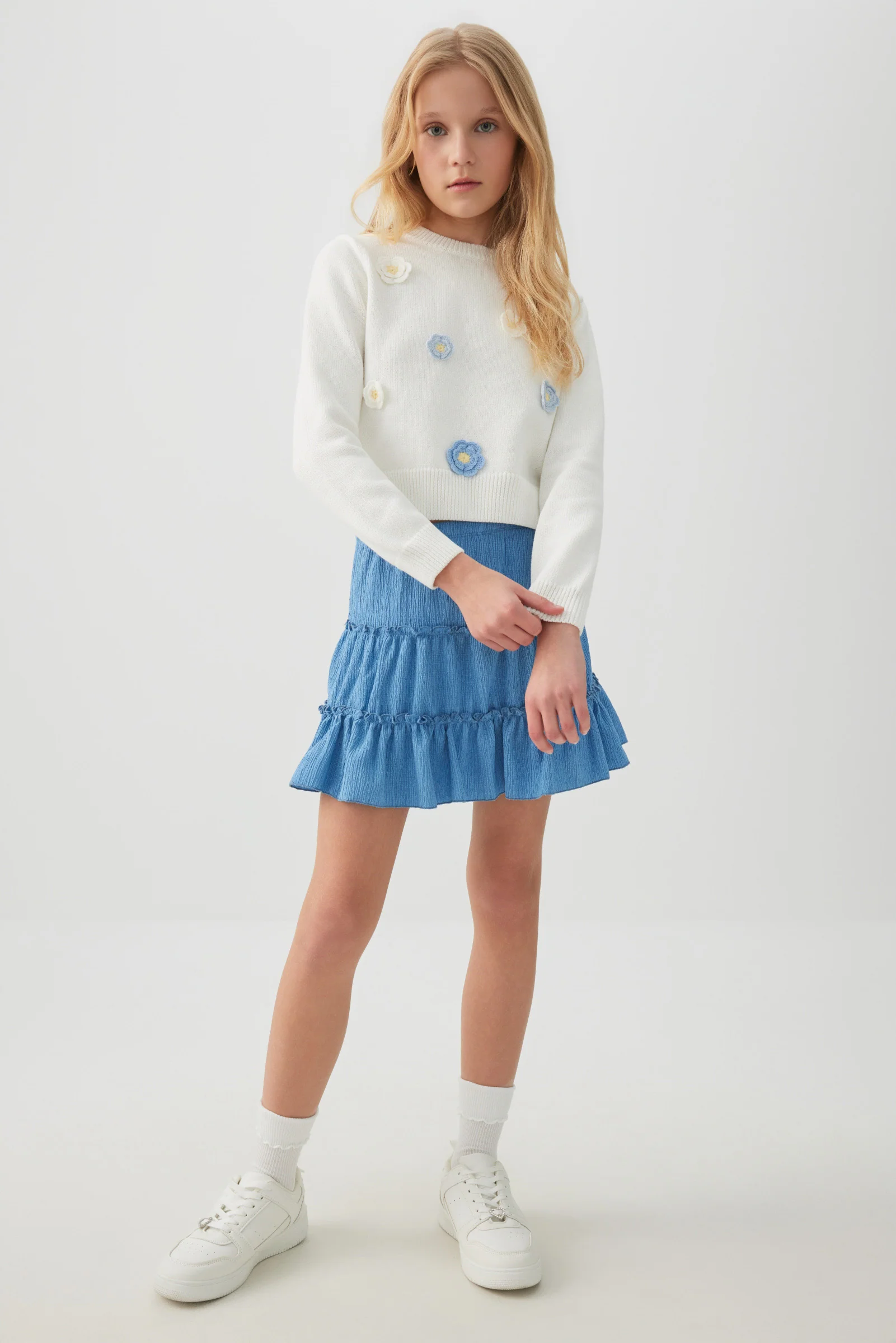 Textured Knit Tiered Mini Skirt