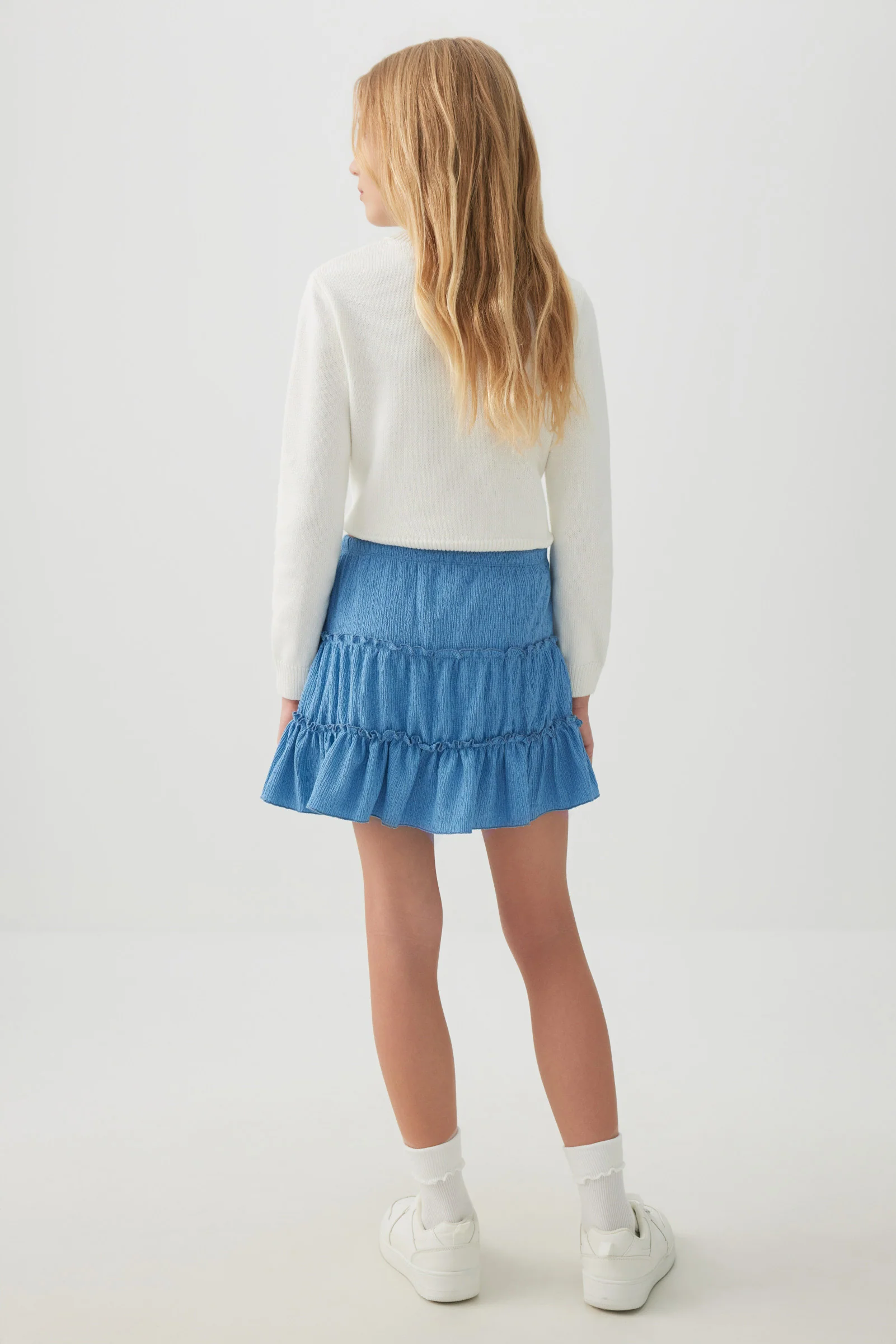 Textured Knit Tiered Mini Skirt - Image 4