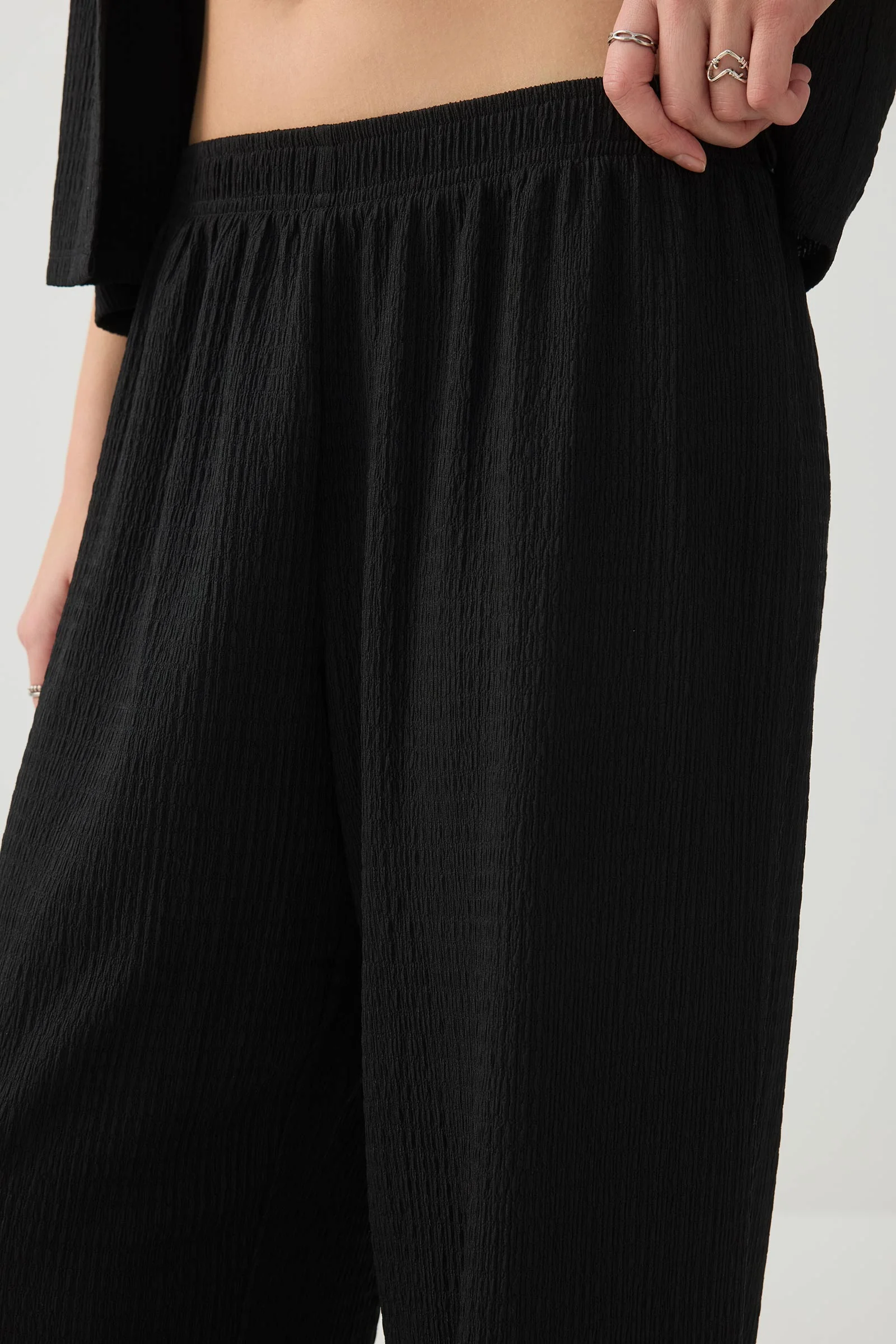 Textured knit Wide Leg Pants - Image 3