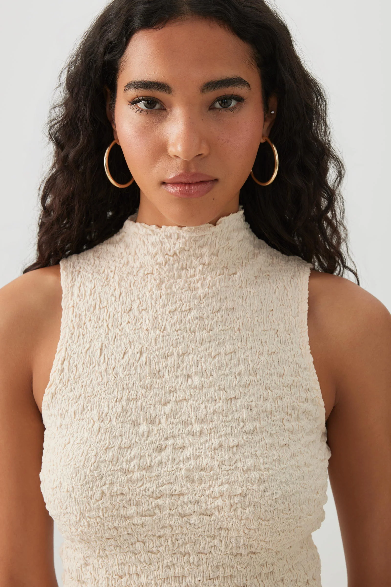 Textured Mock Neck Tank Top - Image 2