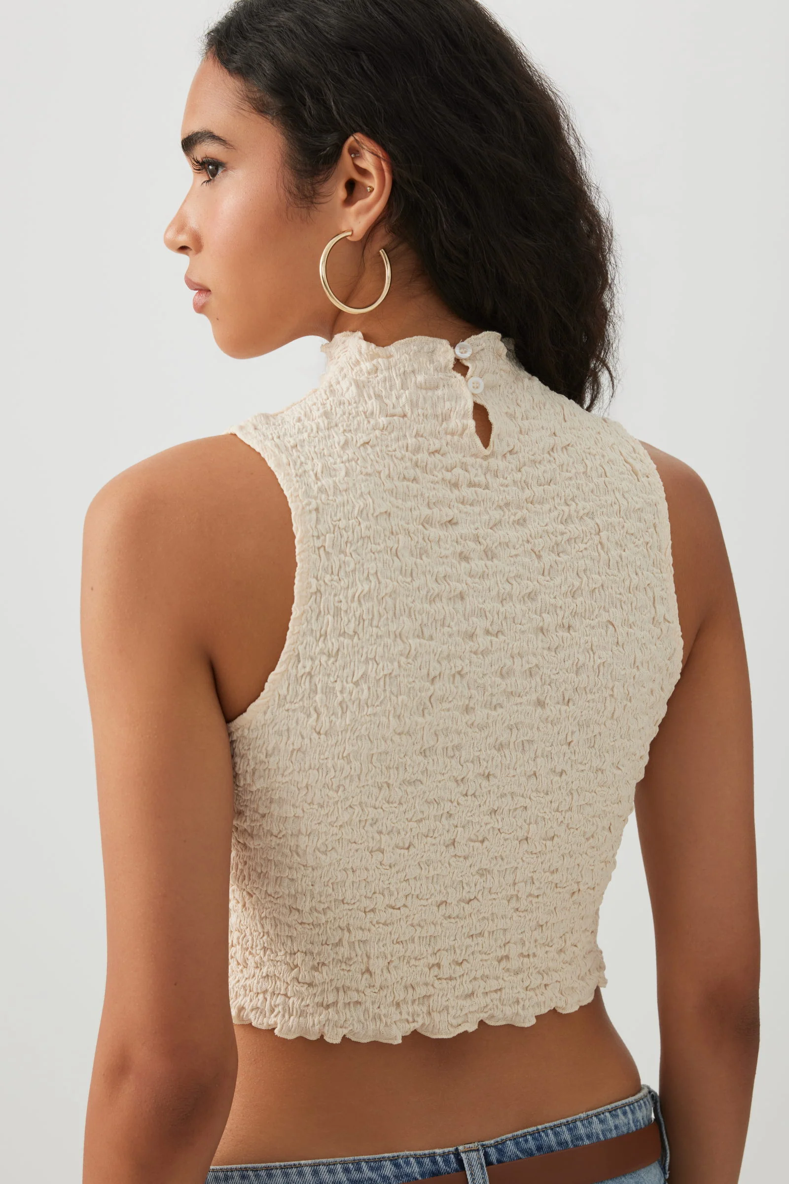 Textured Mock Neck Tank Top - Image 4