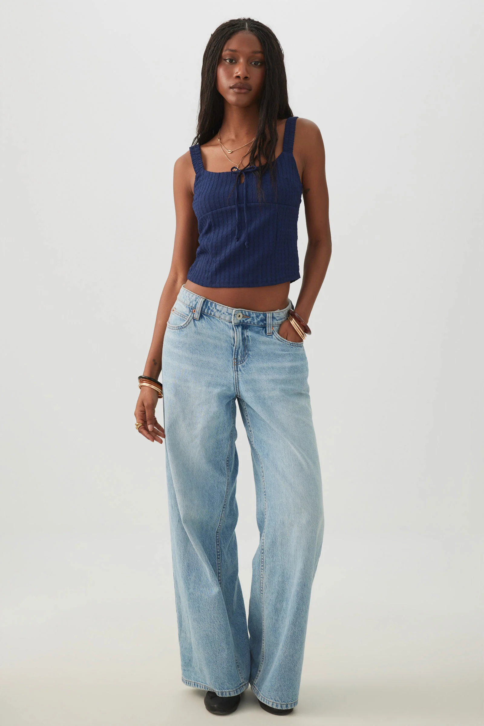 Textured Square Neck Tank Top - Image 2