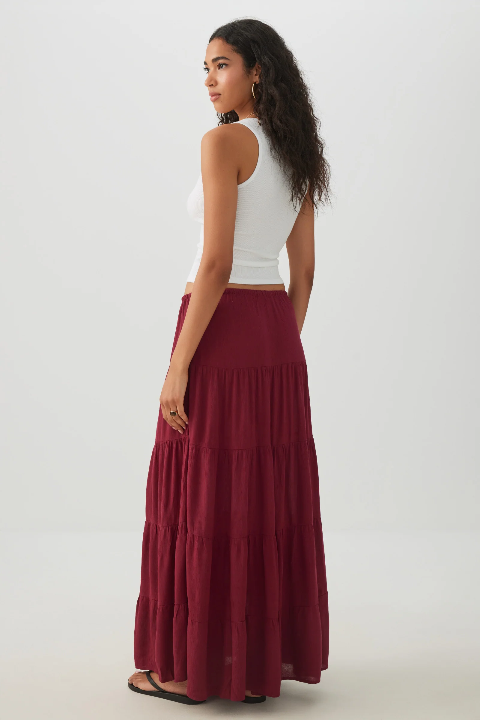 Textured Tiered Maxi Skirt - Image 4