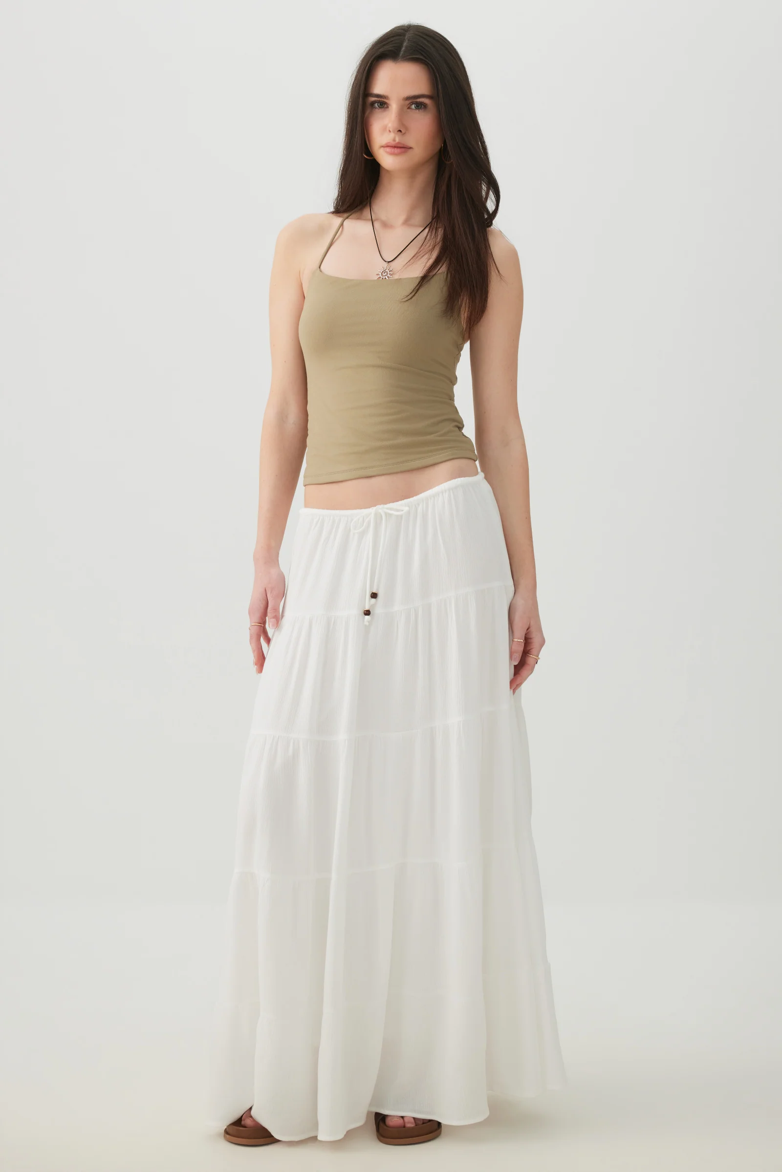 Textured Tiered Maxi Skirt
